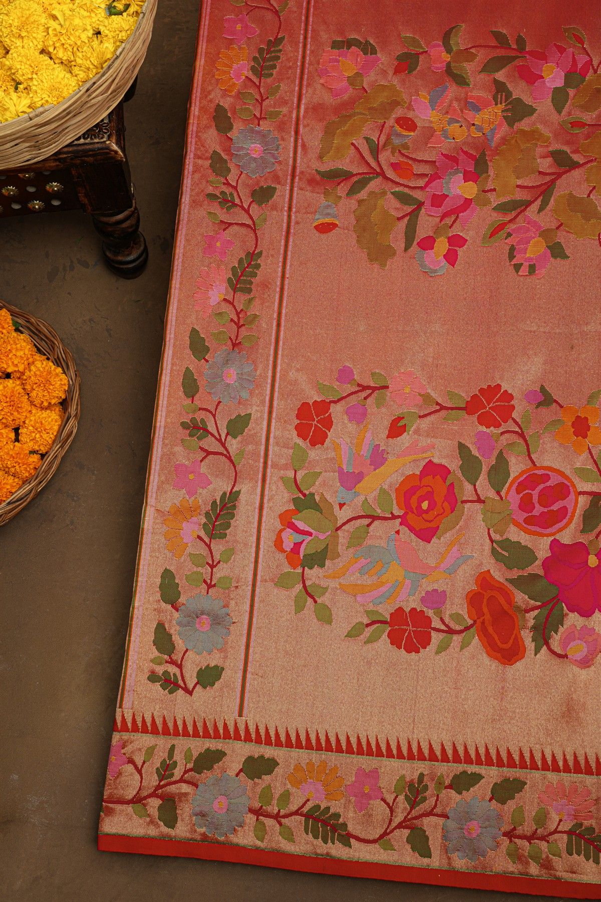 Paithani Silk Off White Saree