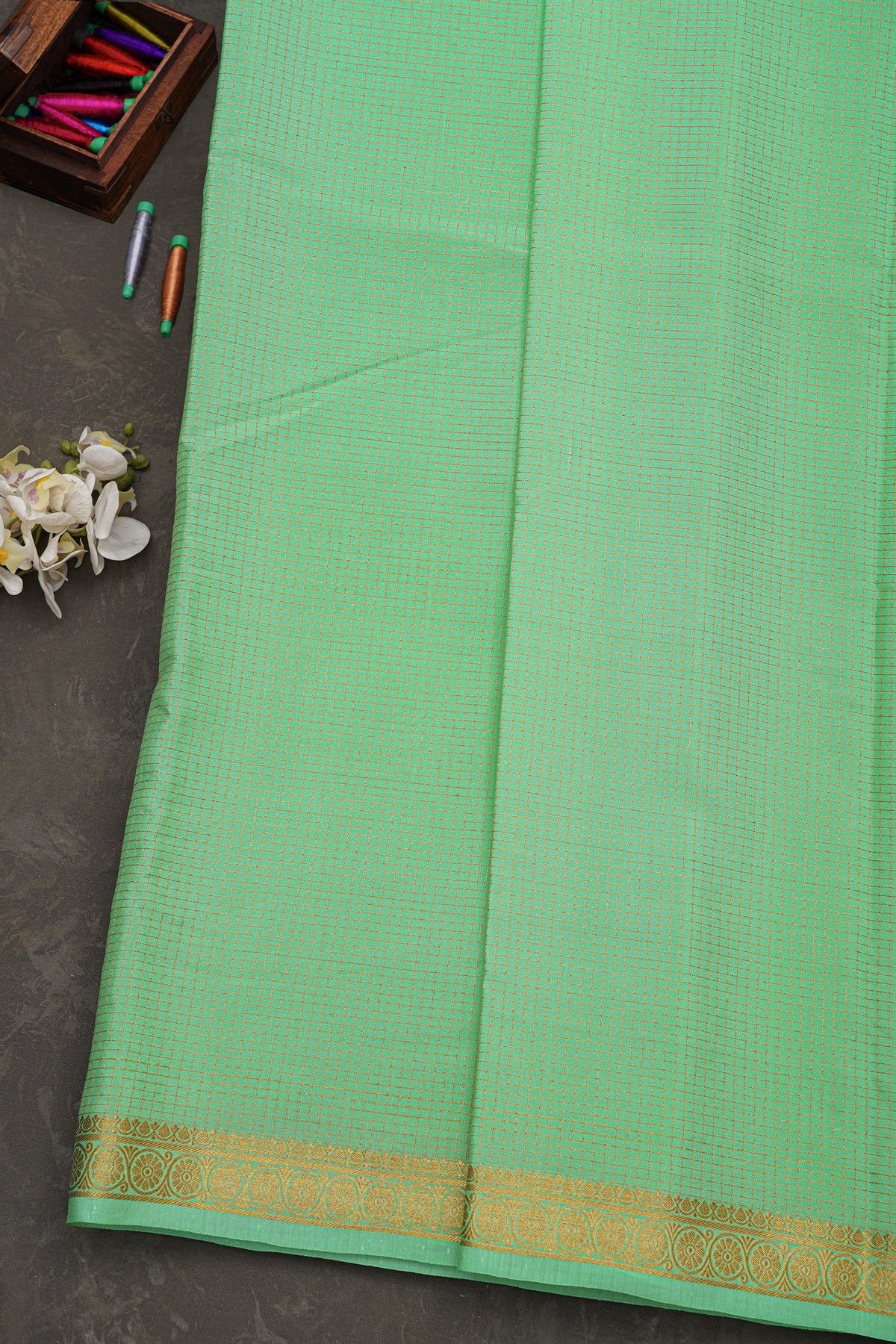 Mysore Crepe Sea Green Saree