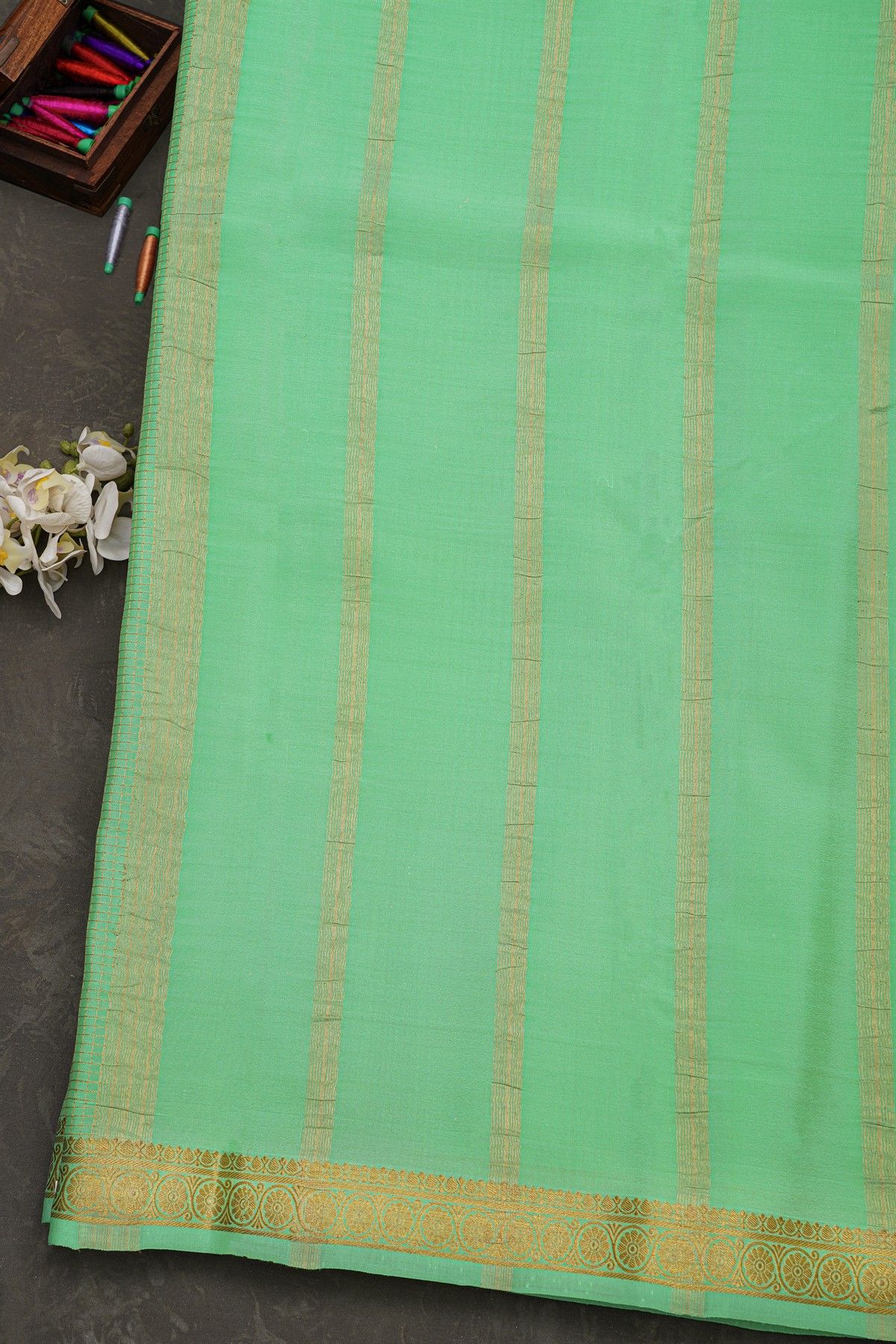 Mysore Crepe Sea Green Saree