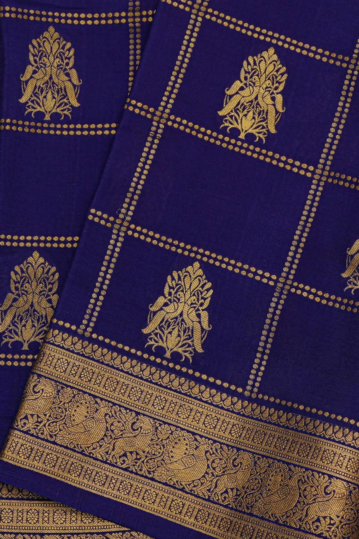 Mysore Crepe Navy Blue Saree