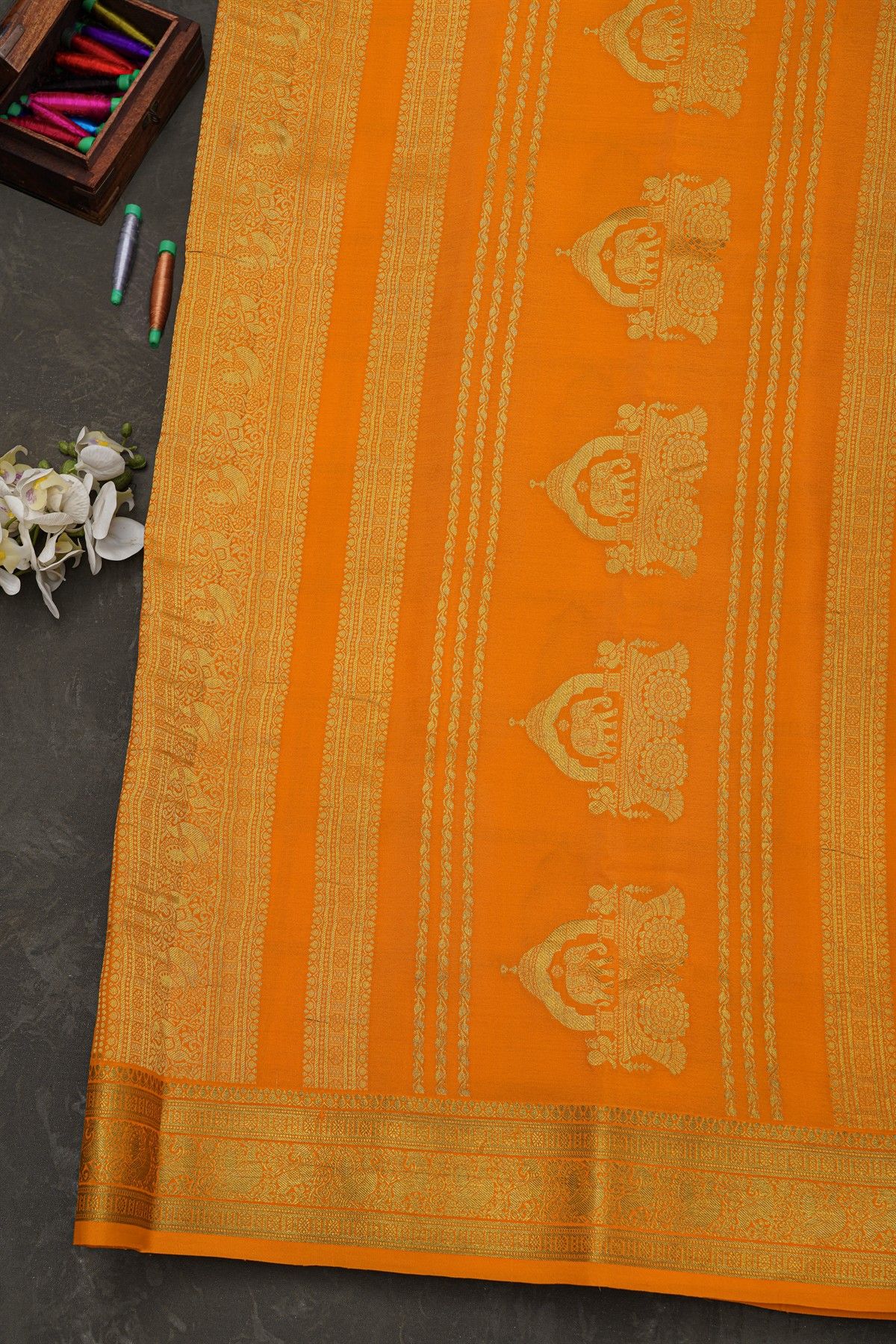 Mysore Soft Silk Orange Saree