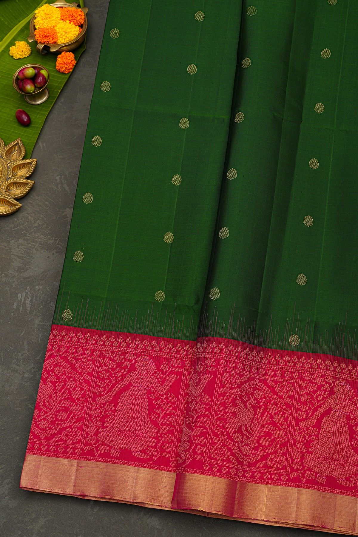 Coimbatore Soft Silk Bottle Green Saree