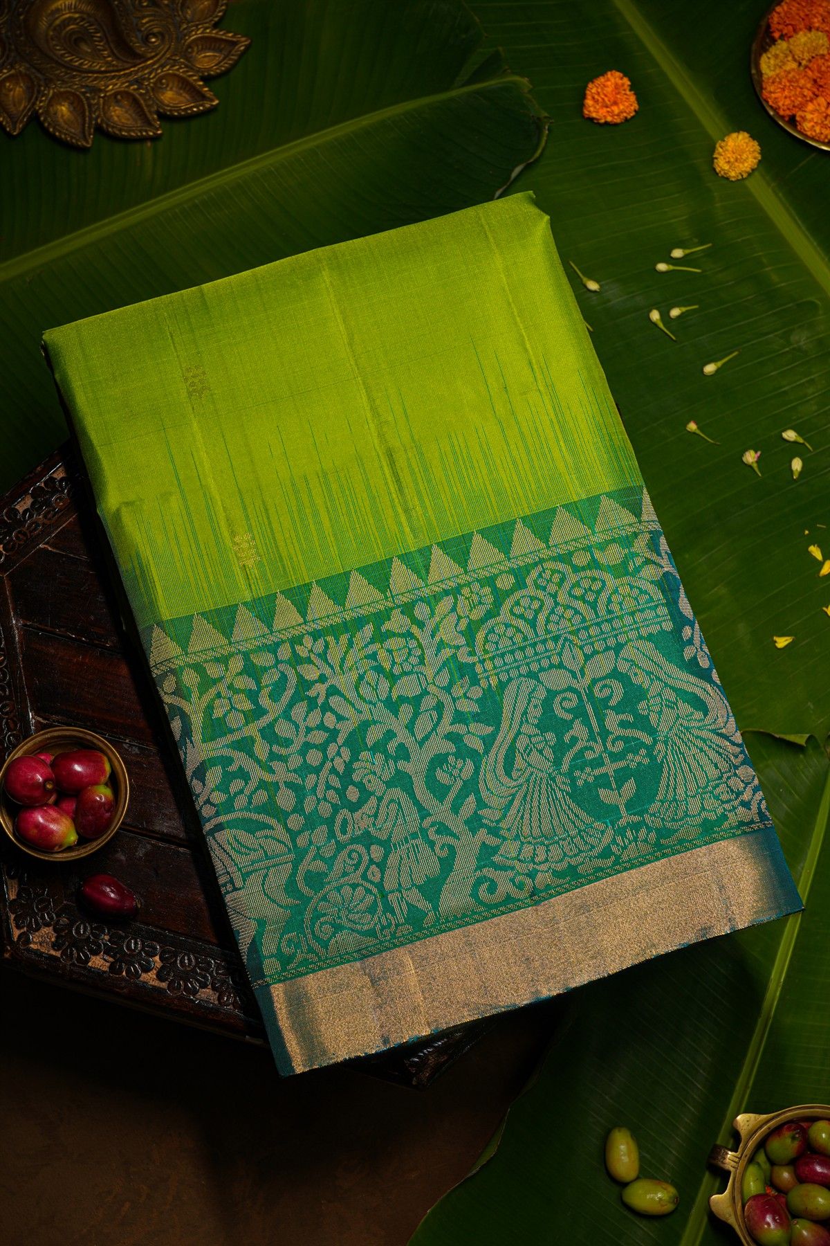 Coimbatore Soft Silk Parrot Green Saree