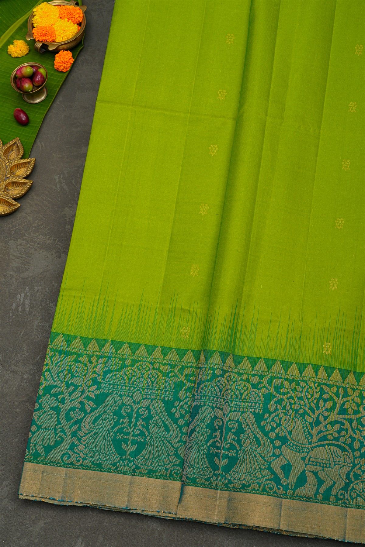Coimbatore Soft Silk Parrot Green Saree