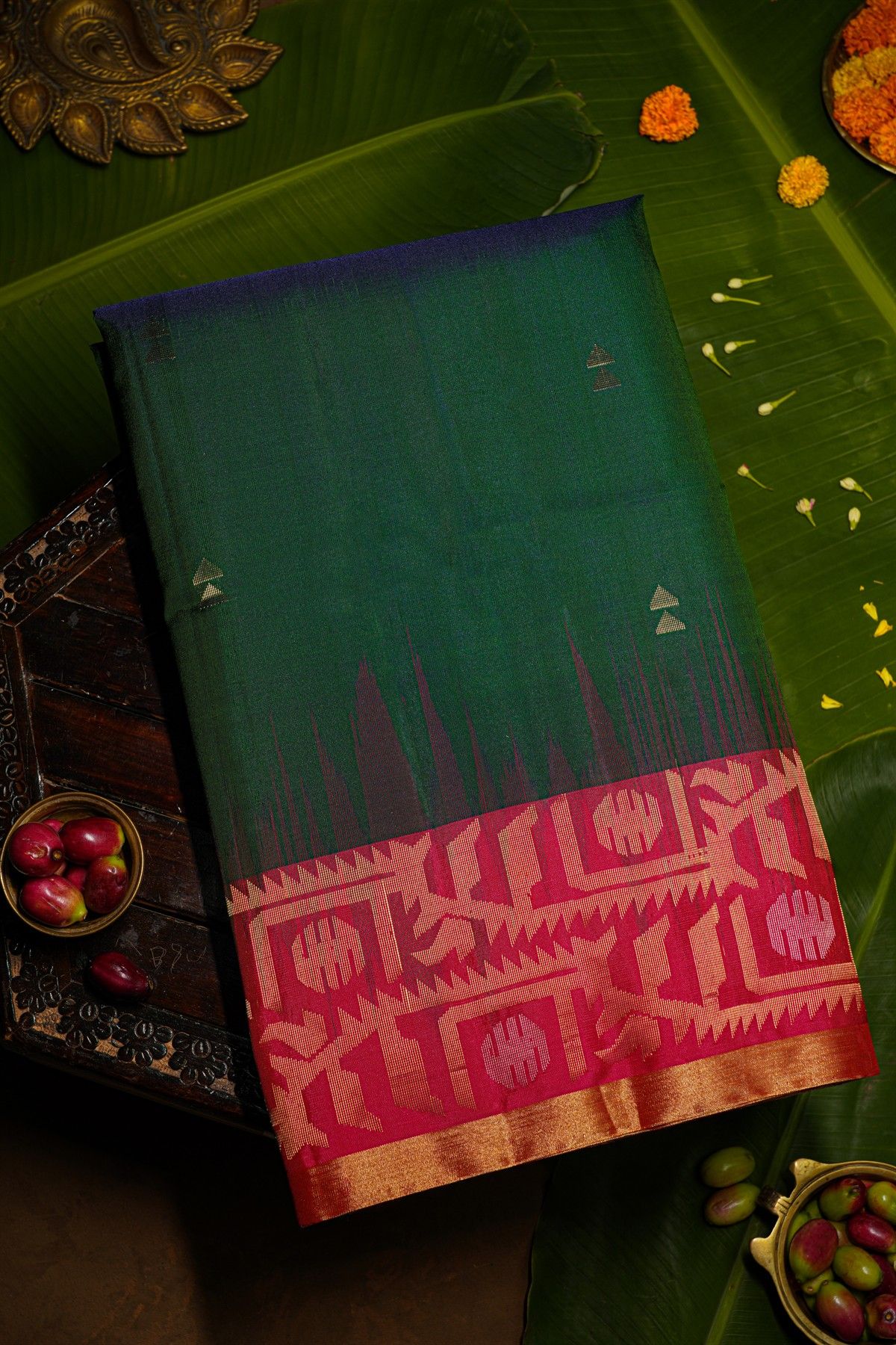Coimbatore Soft Silk Bottle Green Saree