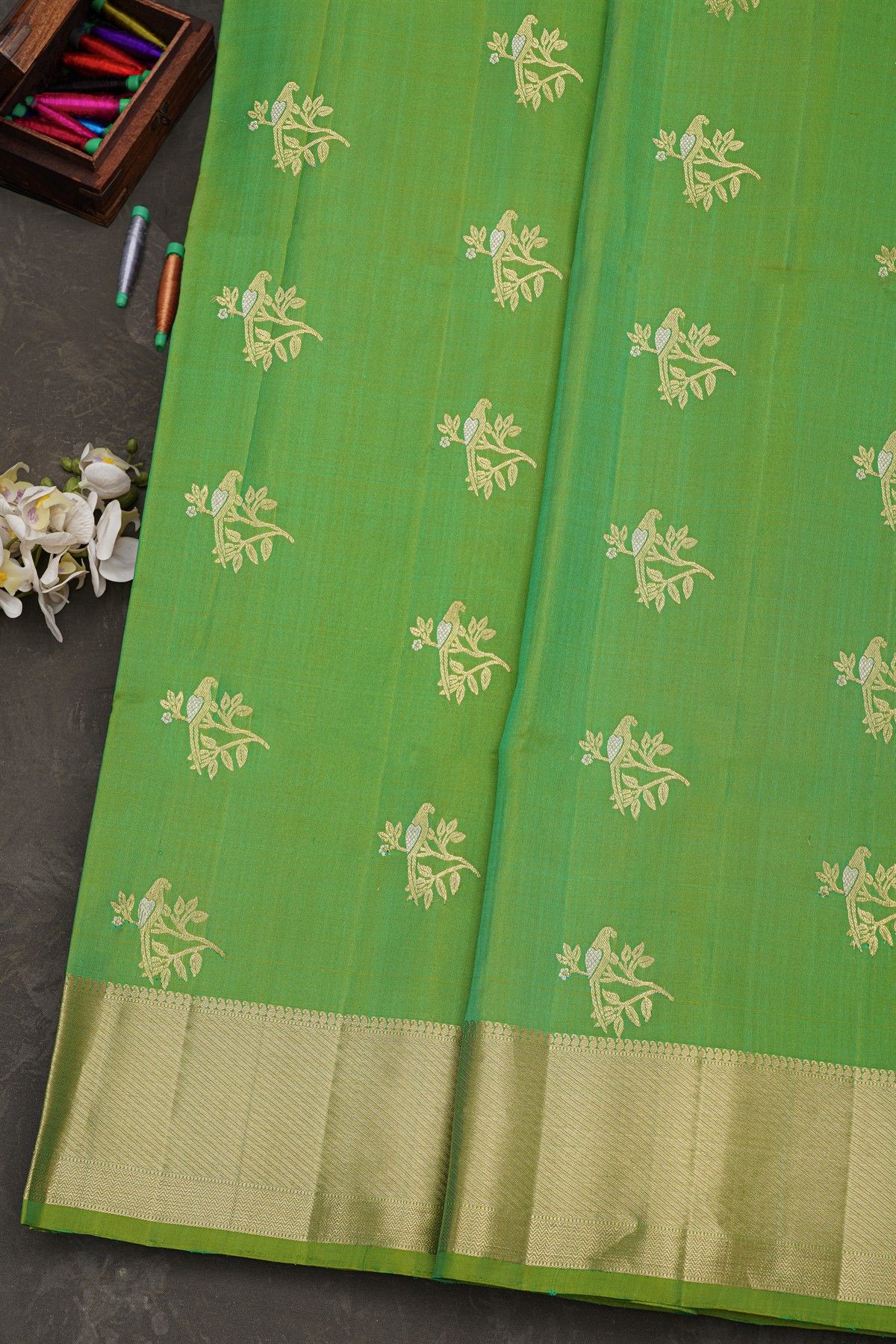 Coimbatore Soft Silk Parrot Green Saree