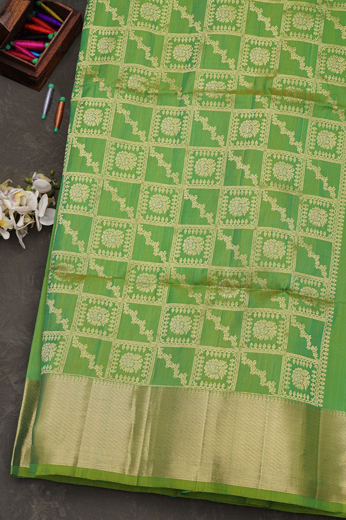 Coimbatore Soft Silk Parrot Green Saree