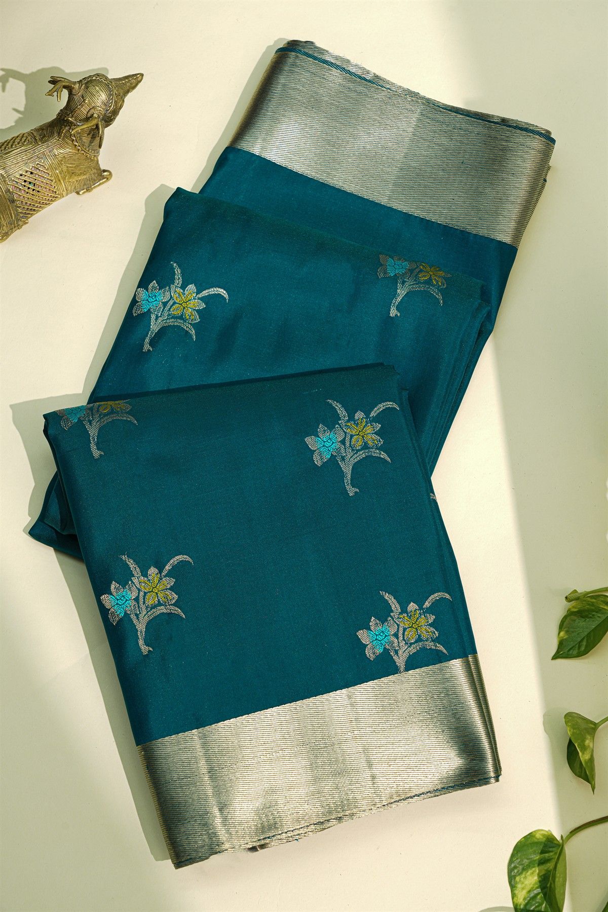 Coimbatore Soft Silk Teal Blue Saree