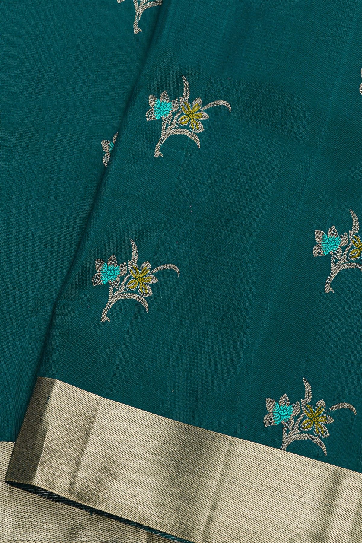 Coimbatore Soft Silk Teal Blue Saree