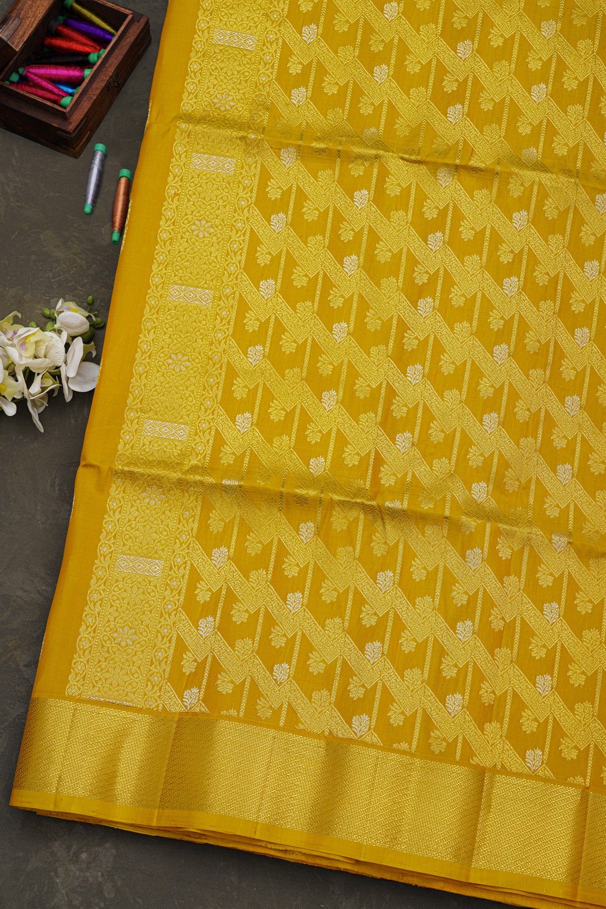 Coimbatore Soft Silk Mustard Saree