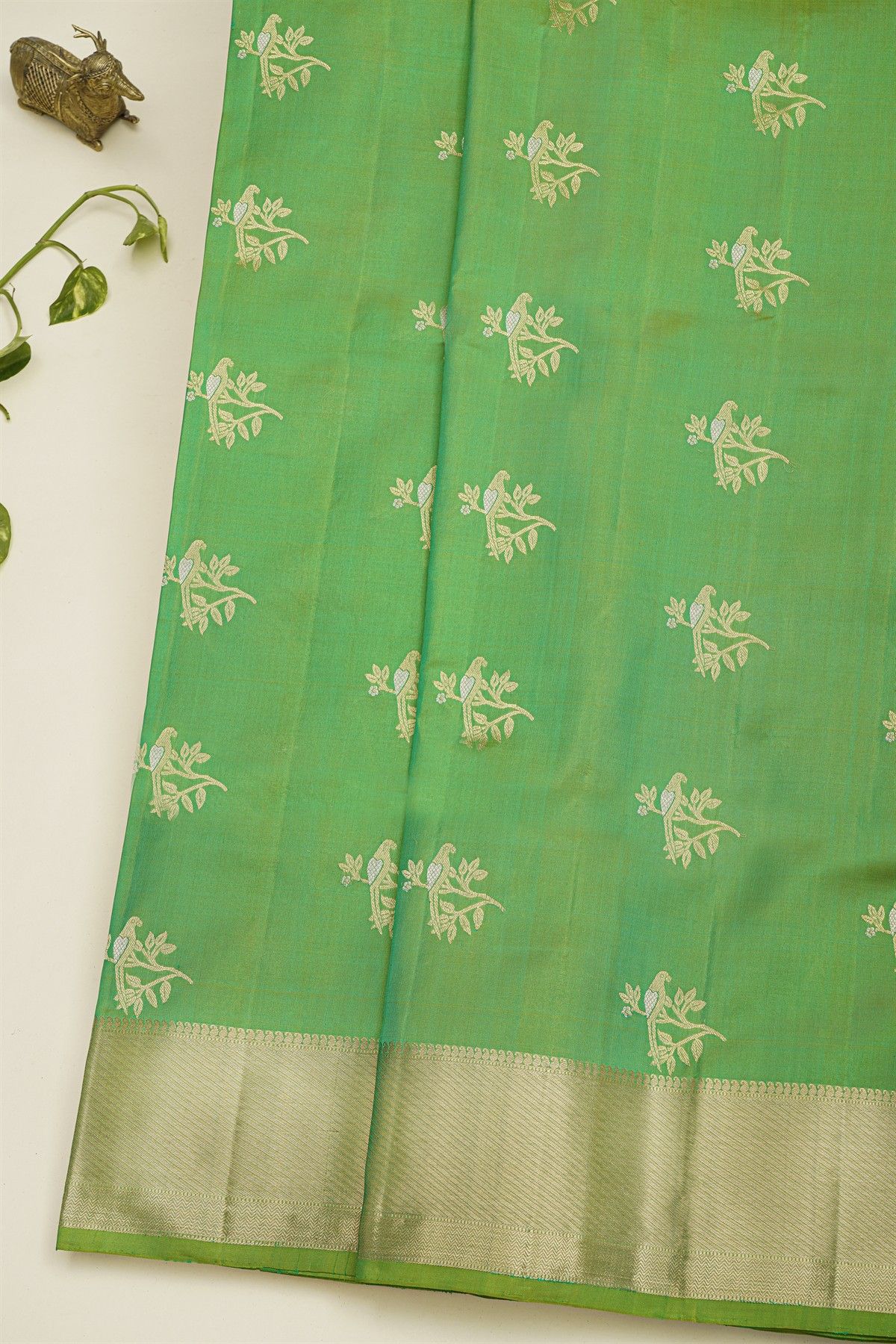 Coimbatore Soft Silk Parrot Green Saree