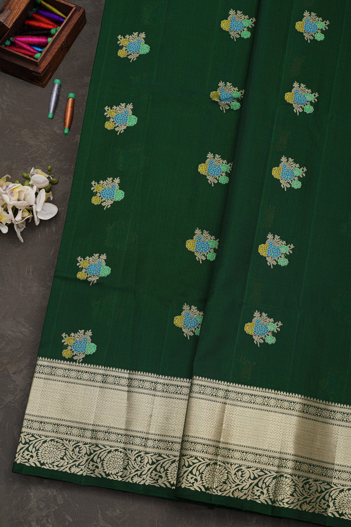 Coimbatore Soft Silk Bottle Green Saree