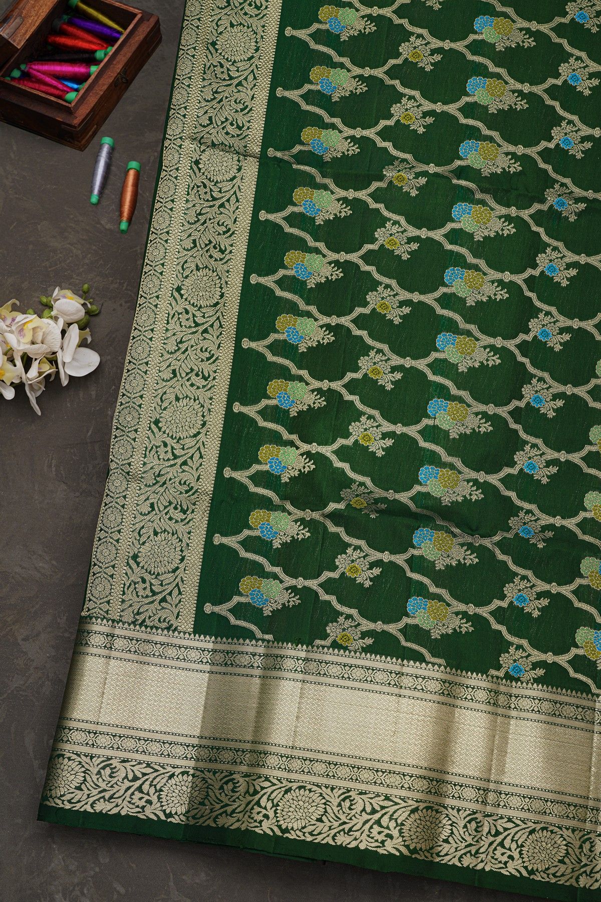 Coimbatore Soft Silk Bottle Green Saree