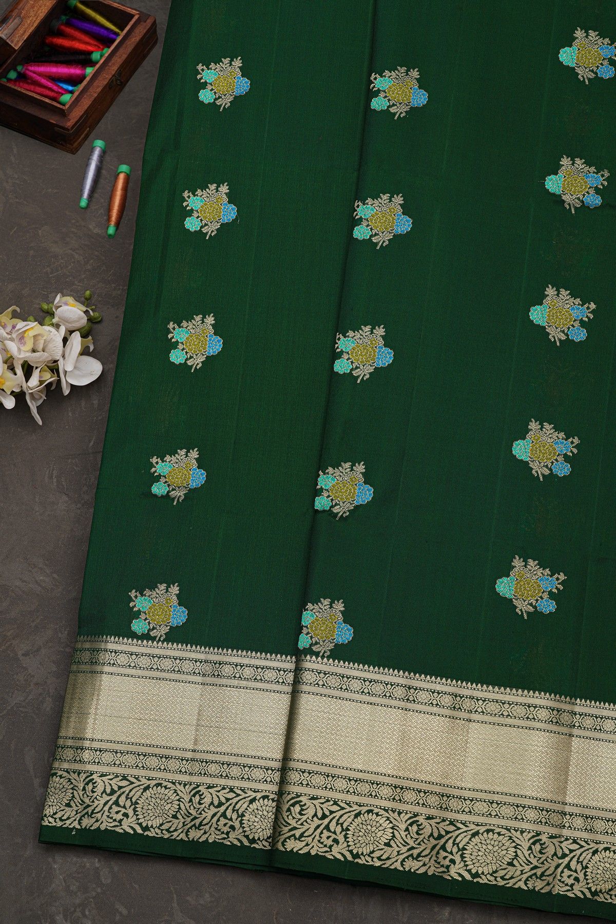 Coimbatore Soft Silk Bottle Green Saree