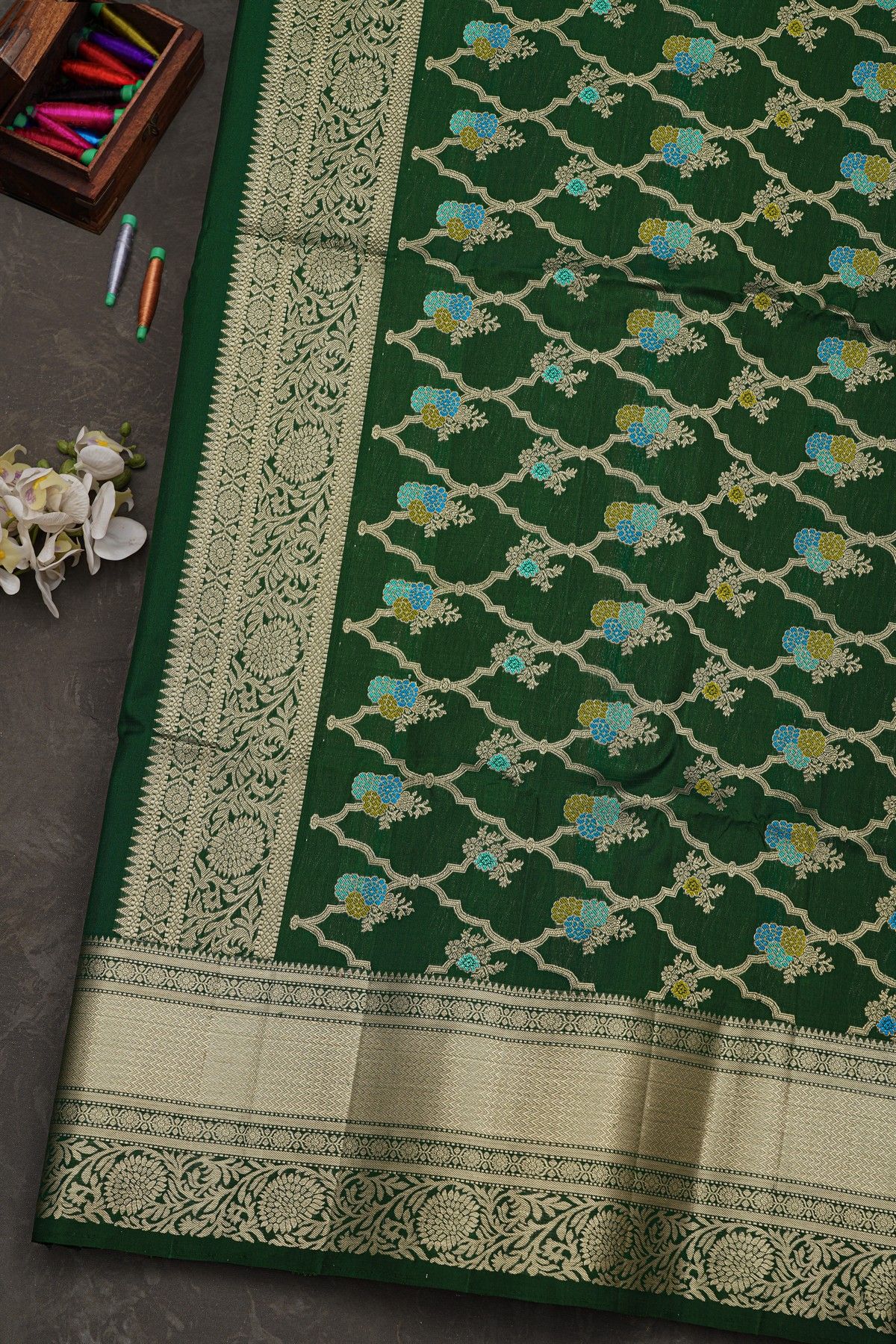 Coimbatore Soft Silk Bottle Green Saree