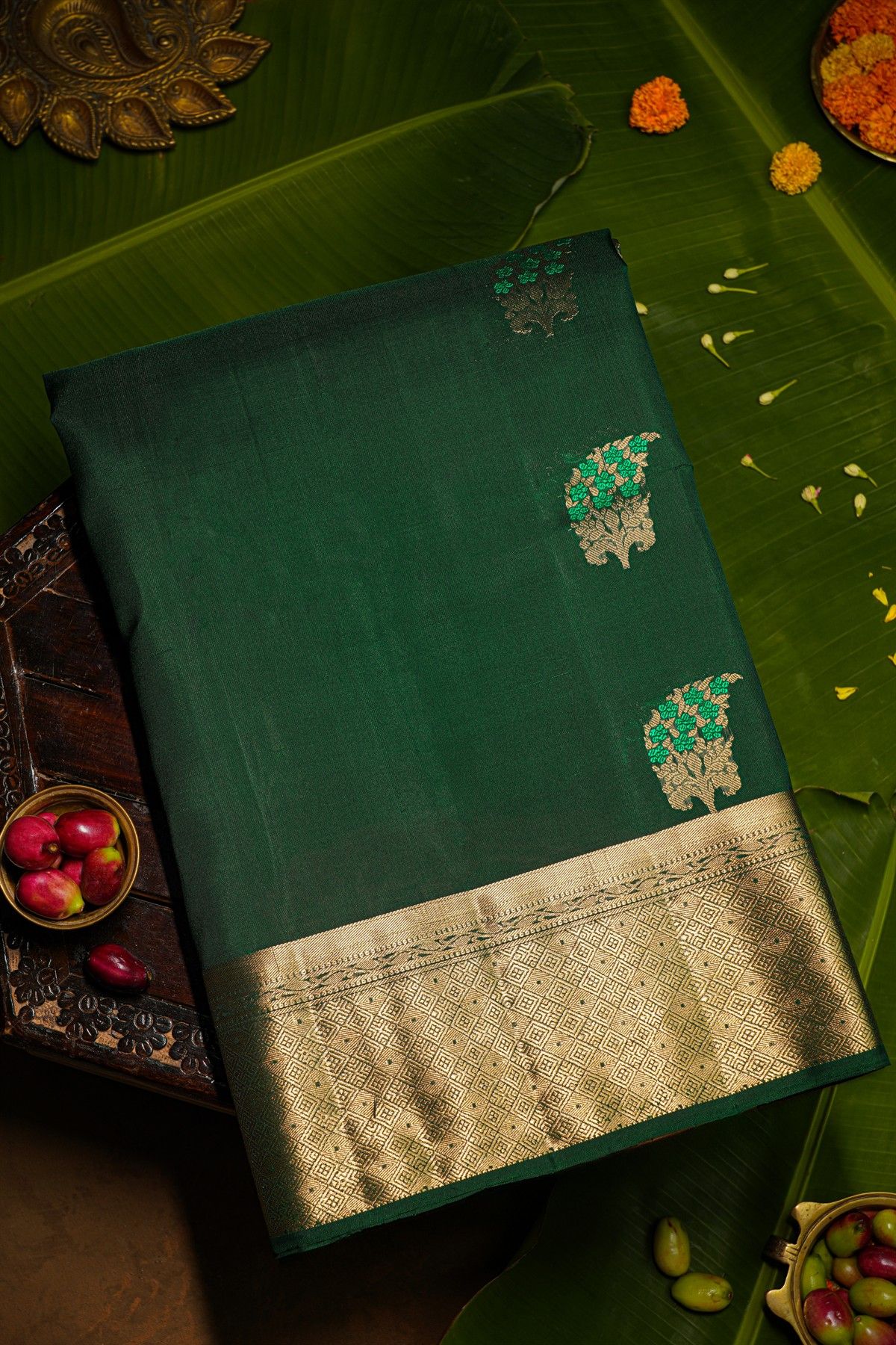 Coimbatore Soft Silk Bottle Green Saree