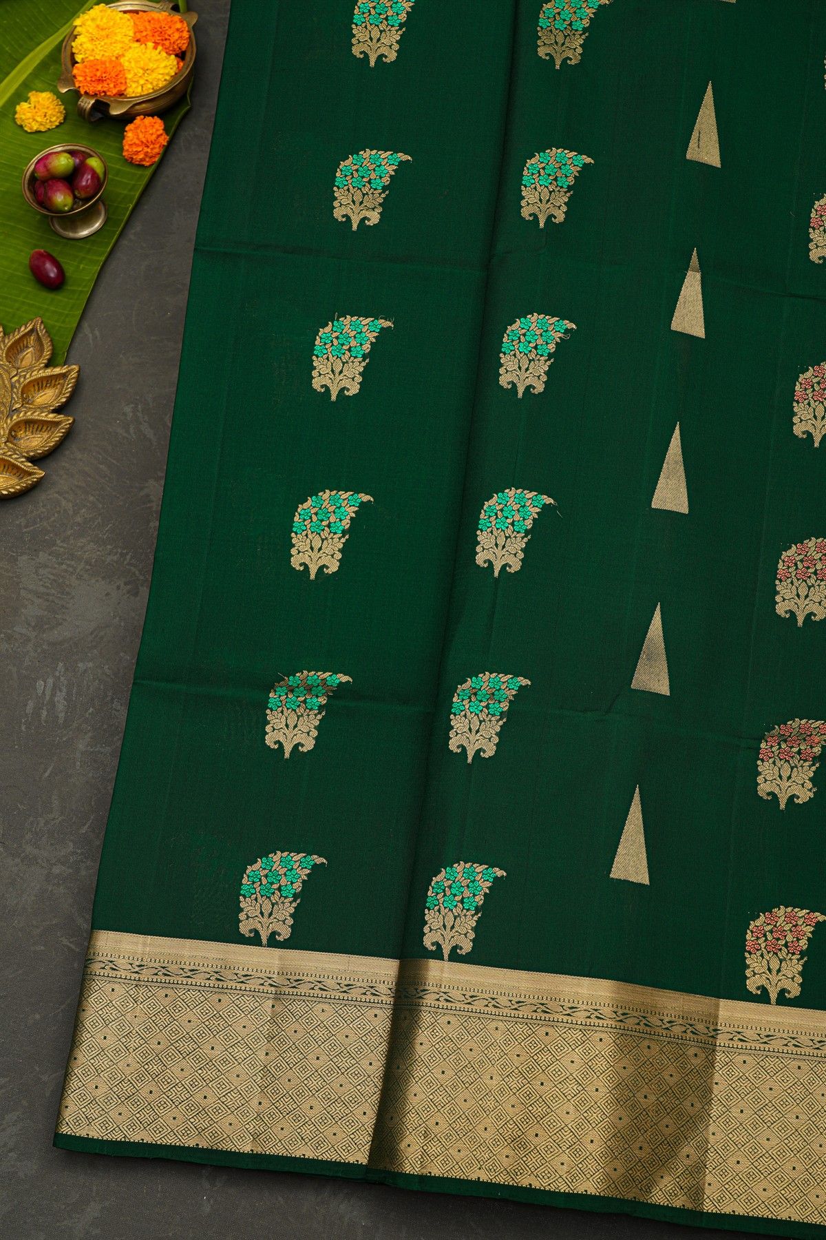 Coimbatore Soft Silk Bottle Green Saree