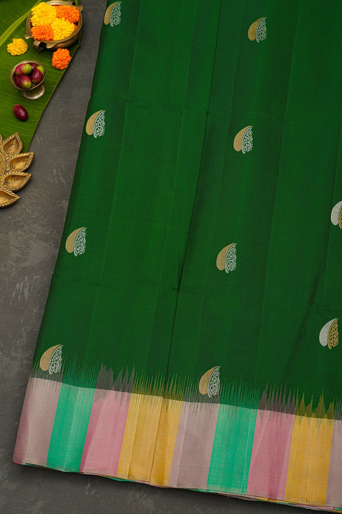 Coimbatore Soft Silk Bottle Green Saree