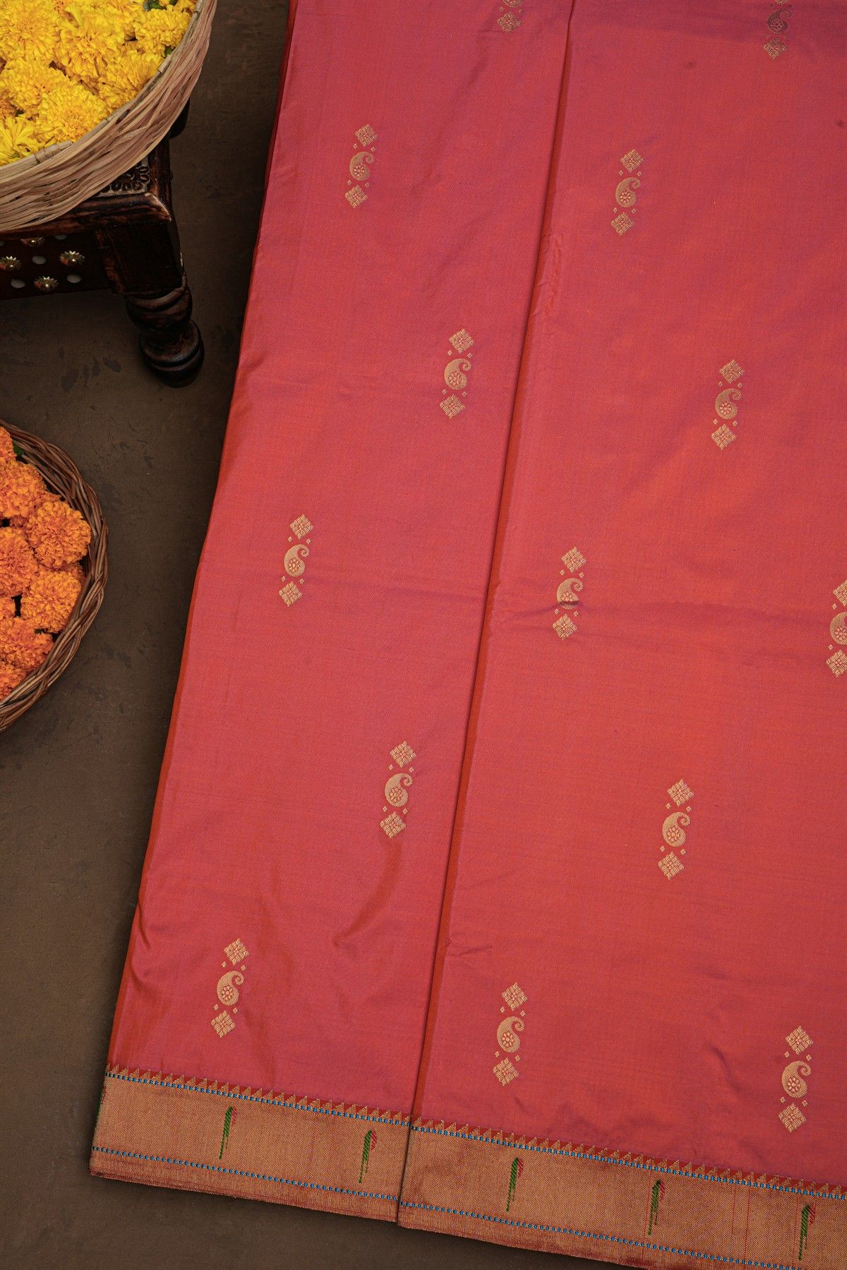 Paithani Silk Reddish Pink Saree