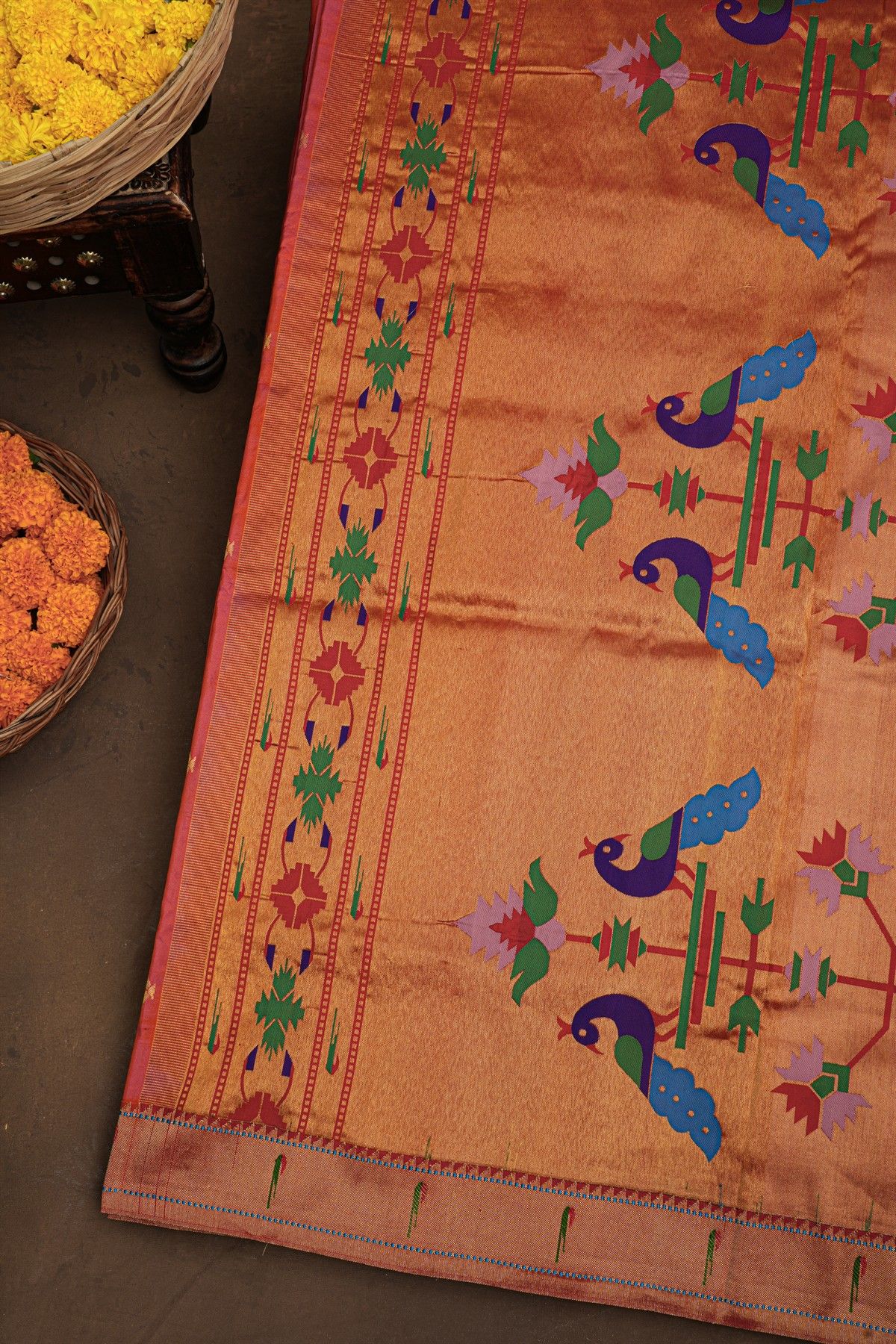 Paithani Silk Reddish Pink Saree