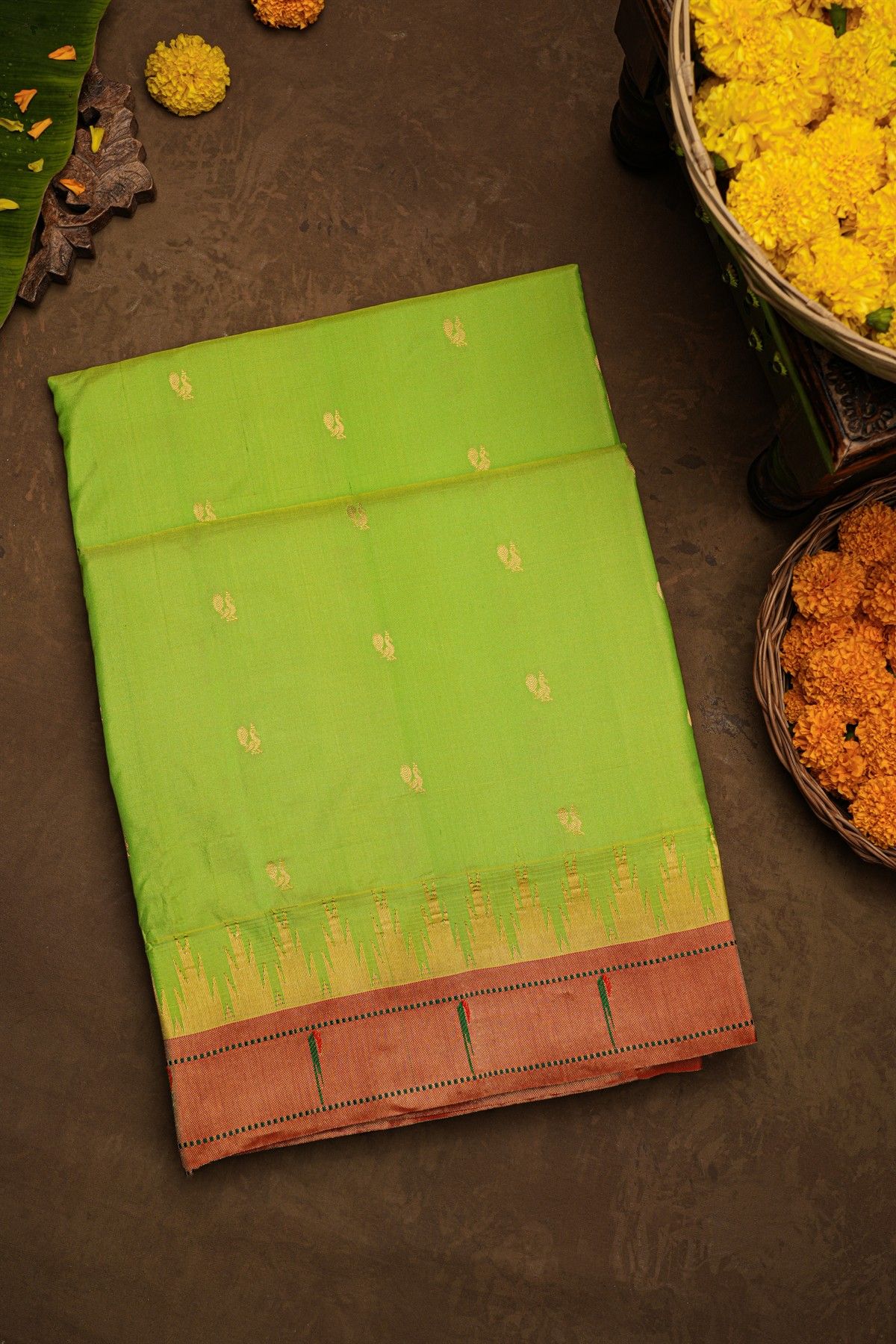Paithani Silk Parrot Green Saree
