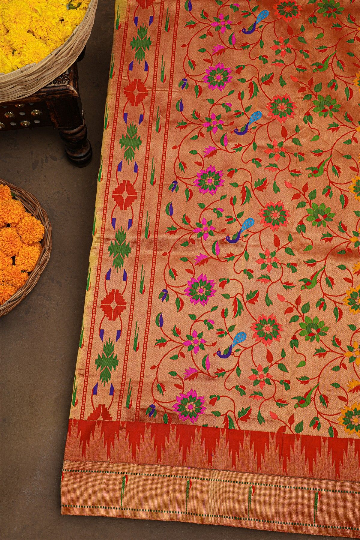 Paithani Silk Parrot Green Saree
