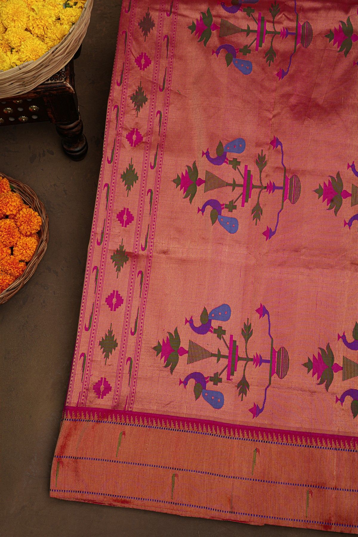 Paithani Silk Magenta Saree