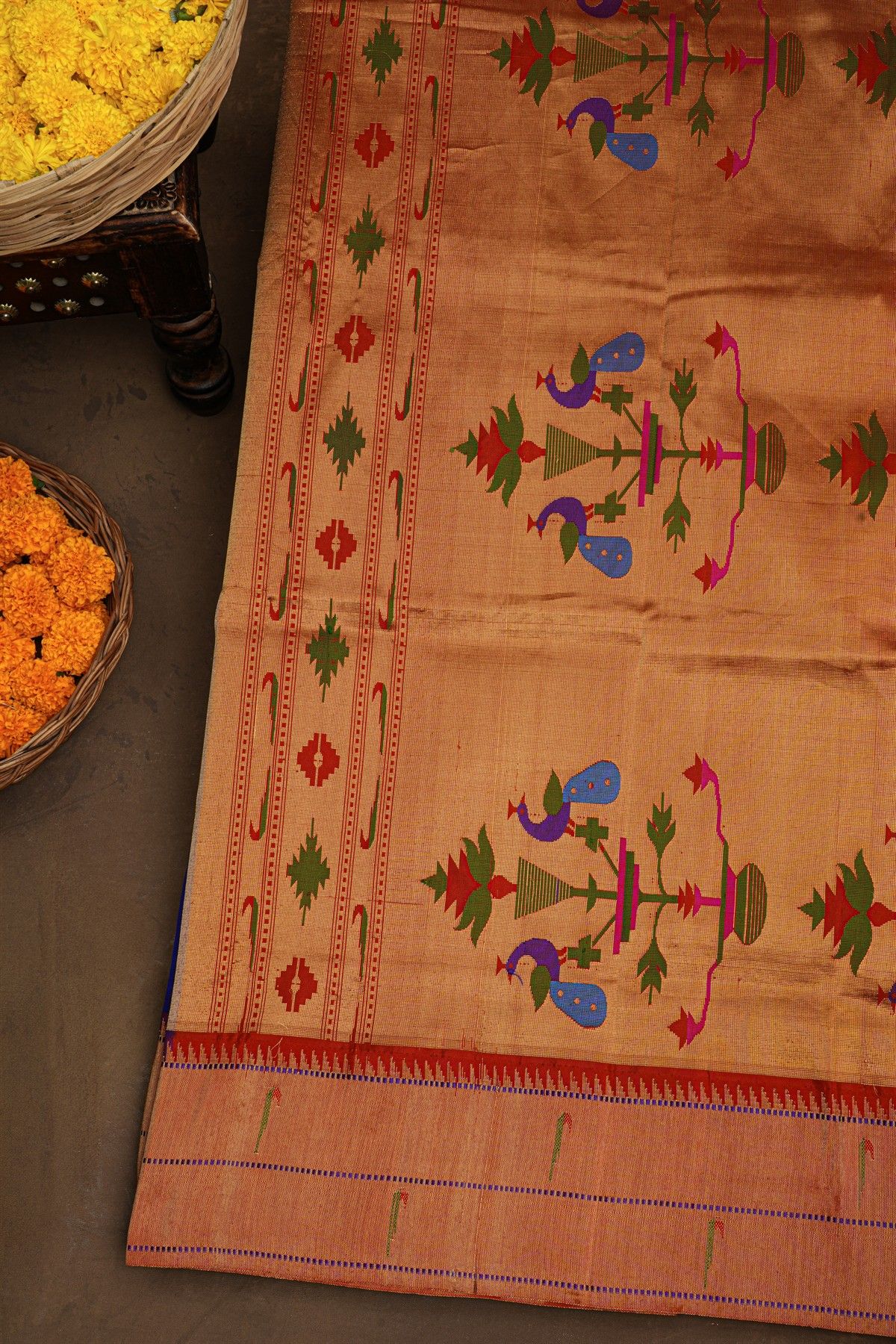 Paithani Silk Navy Blue Saree