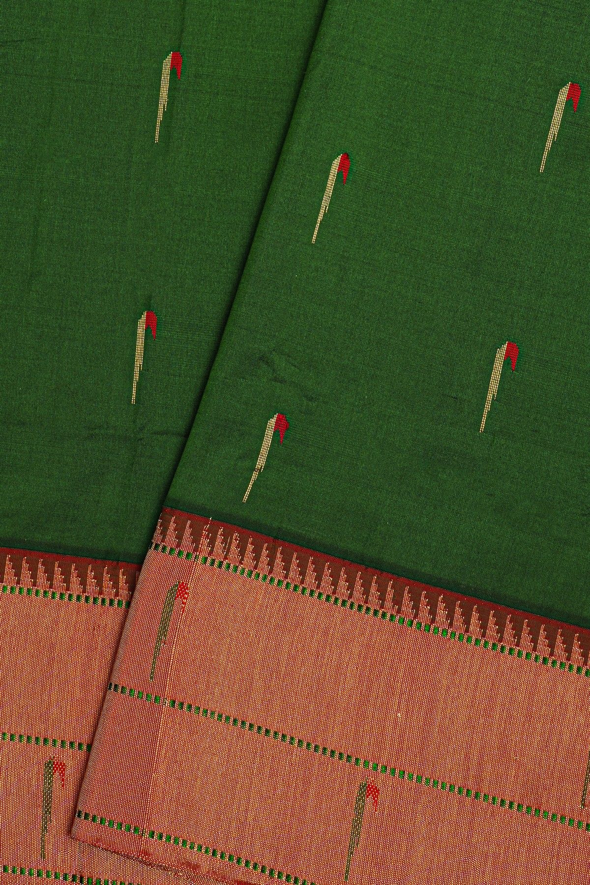 Paithani Silk Bottle Green Saree