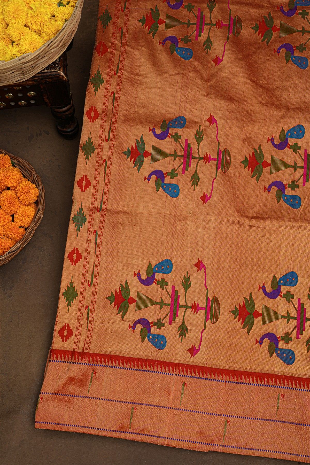 Paithani Silk Peacock Blue Saree