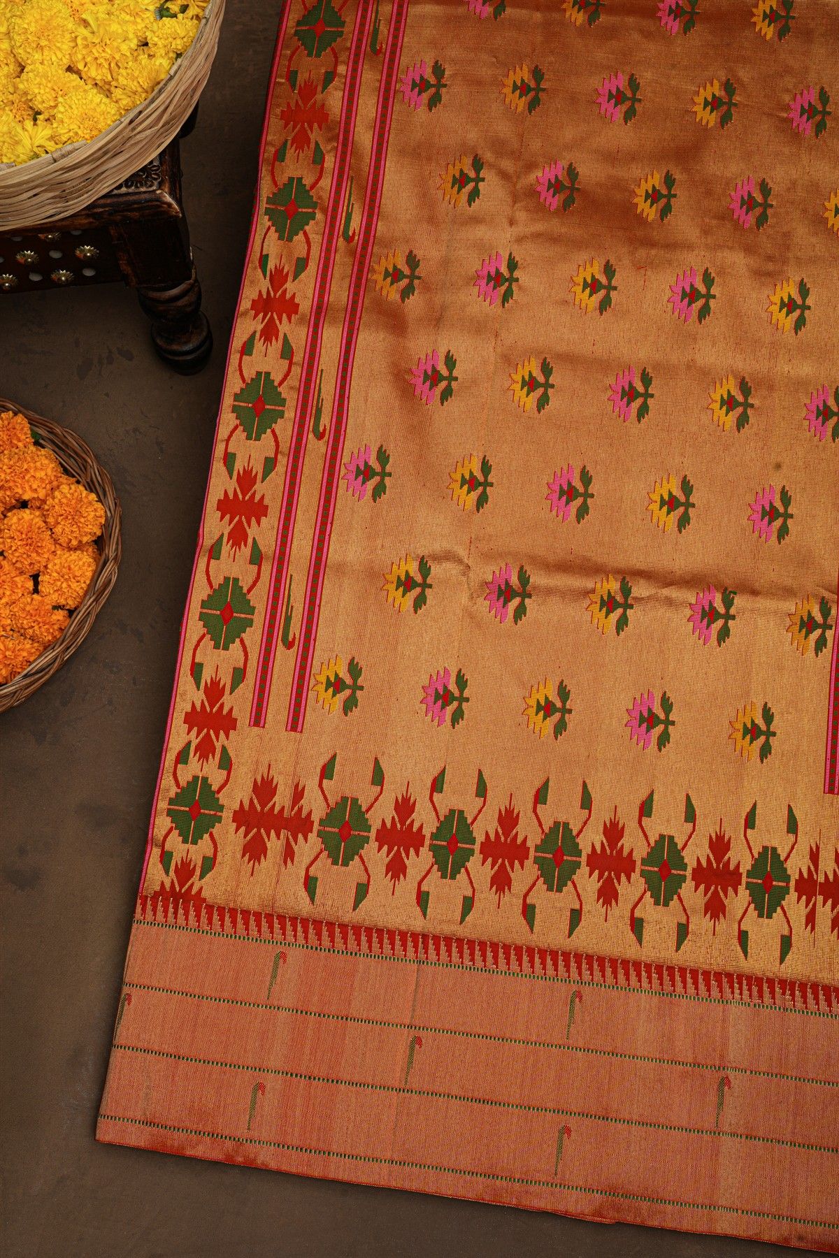 Paithani Silk Peacock Blue Saree