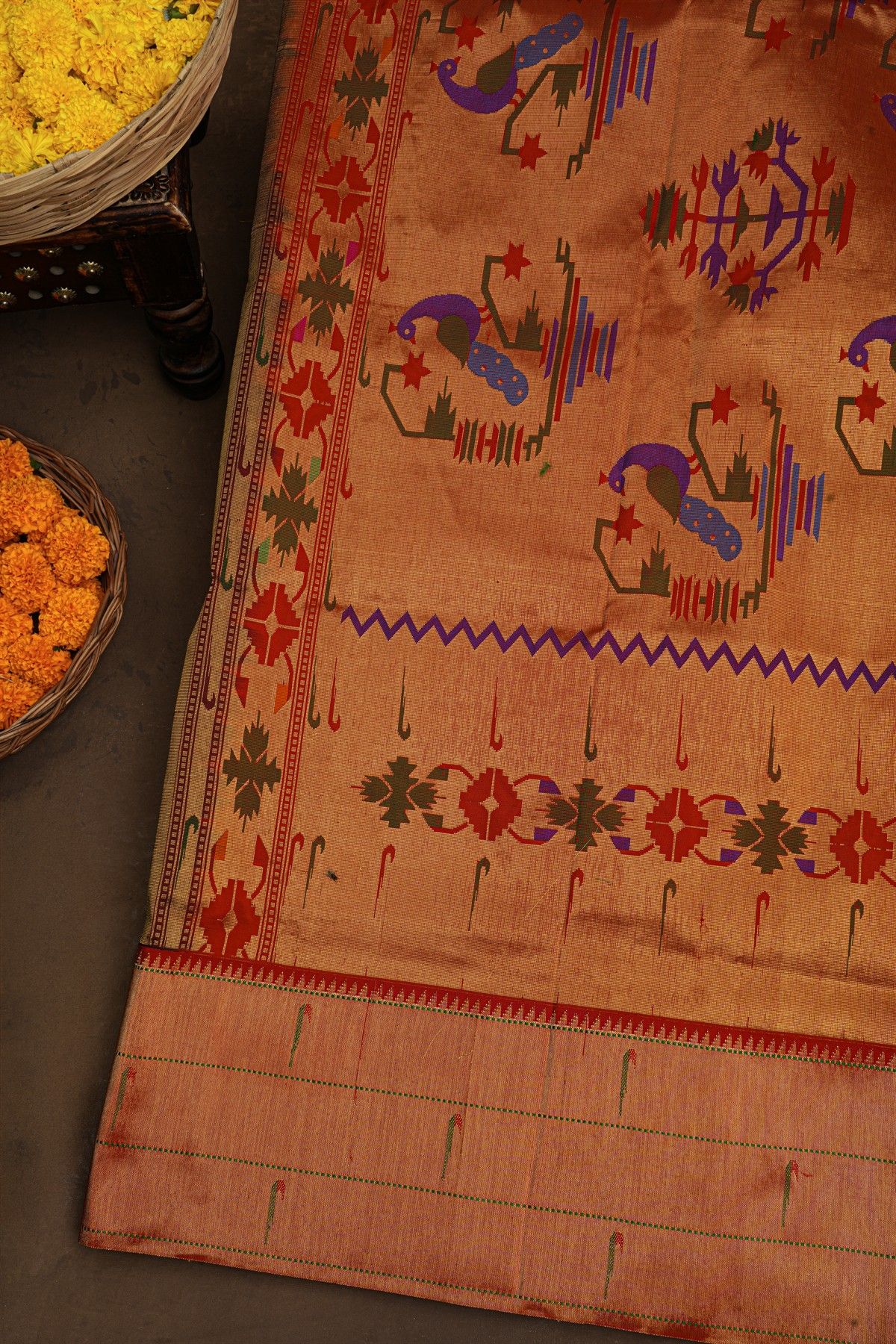Paithani Silk Navy Blue Saree