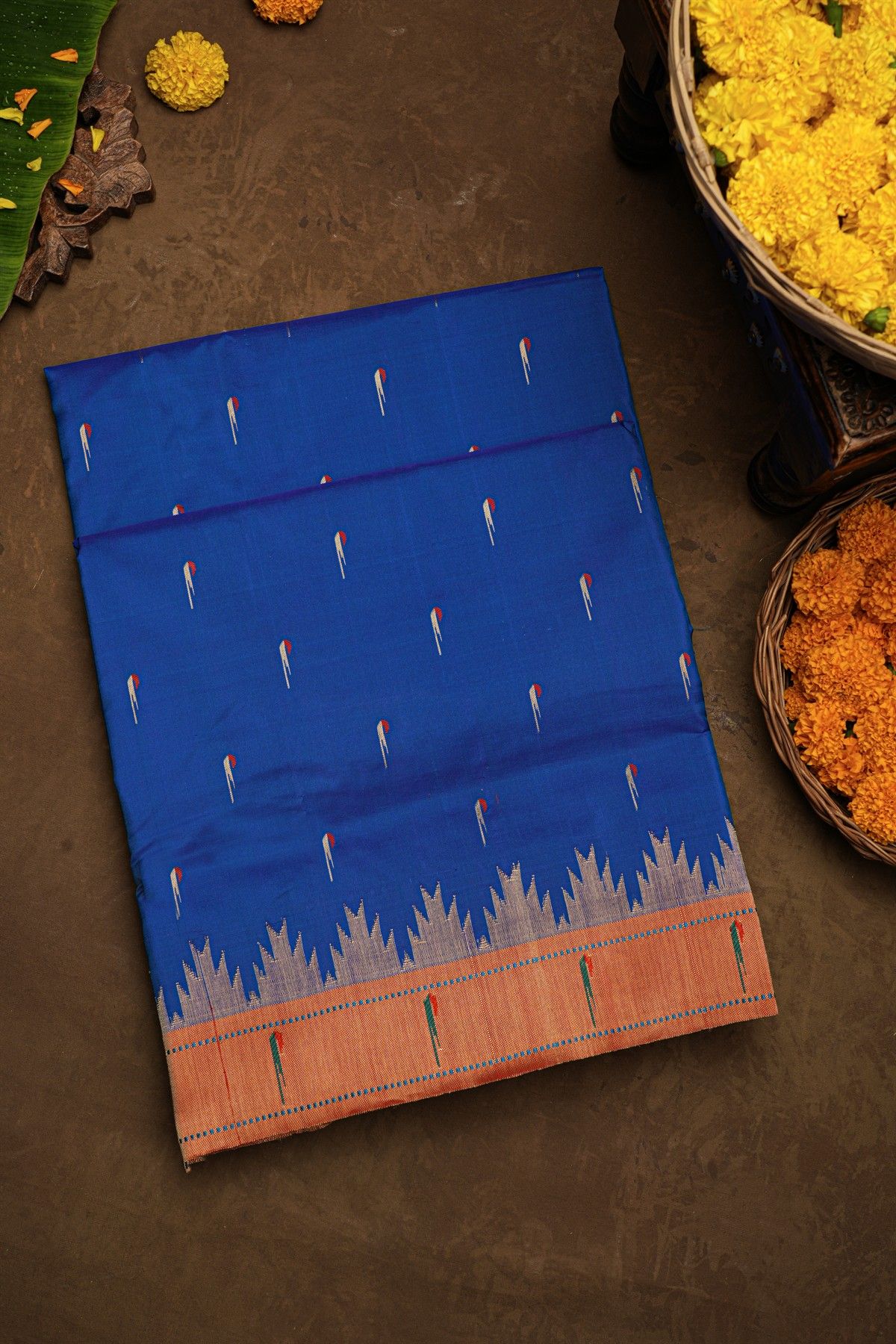 Paithani Silk Royal Blue Saree