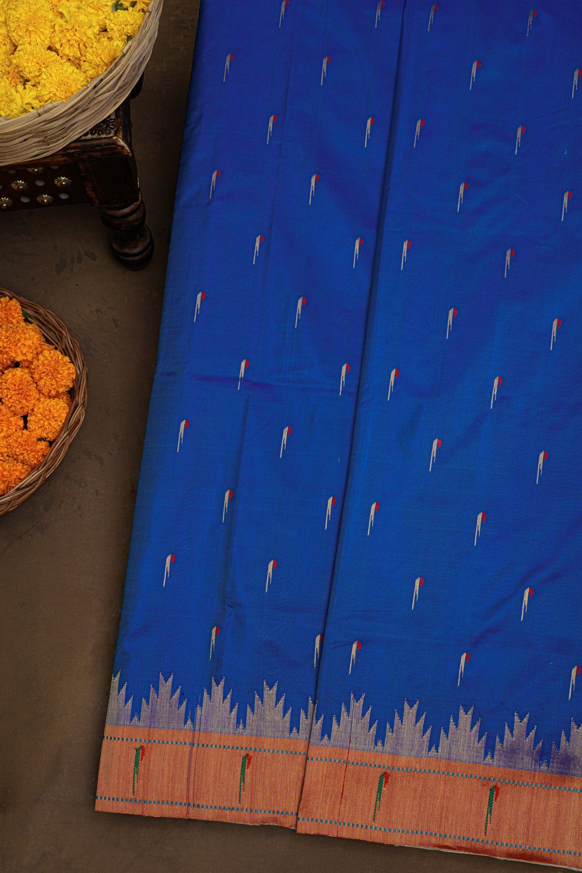 Paithani Silk Royal Blue Saree