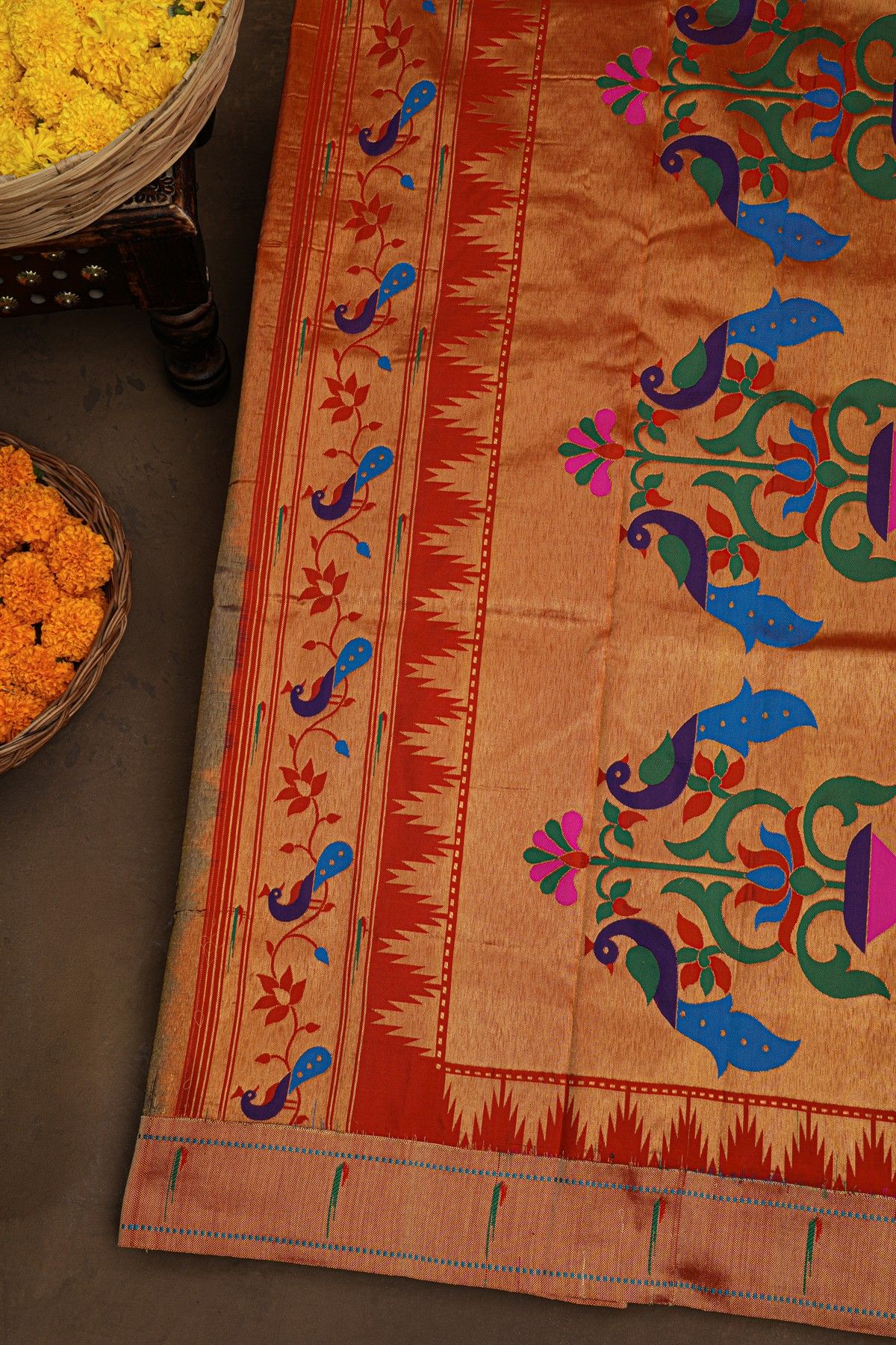 Paithani Silk Royal Blue Saree