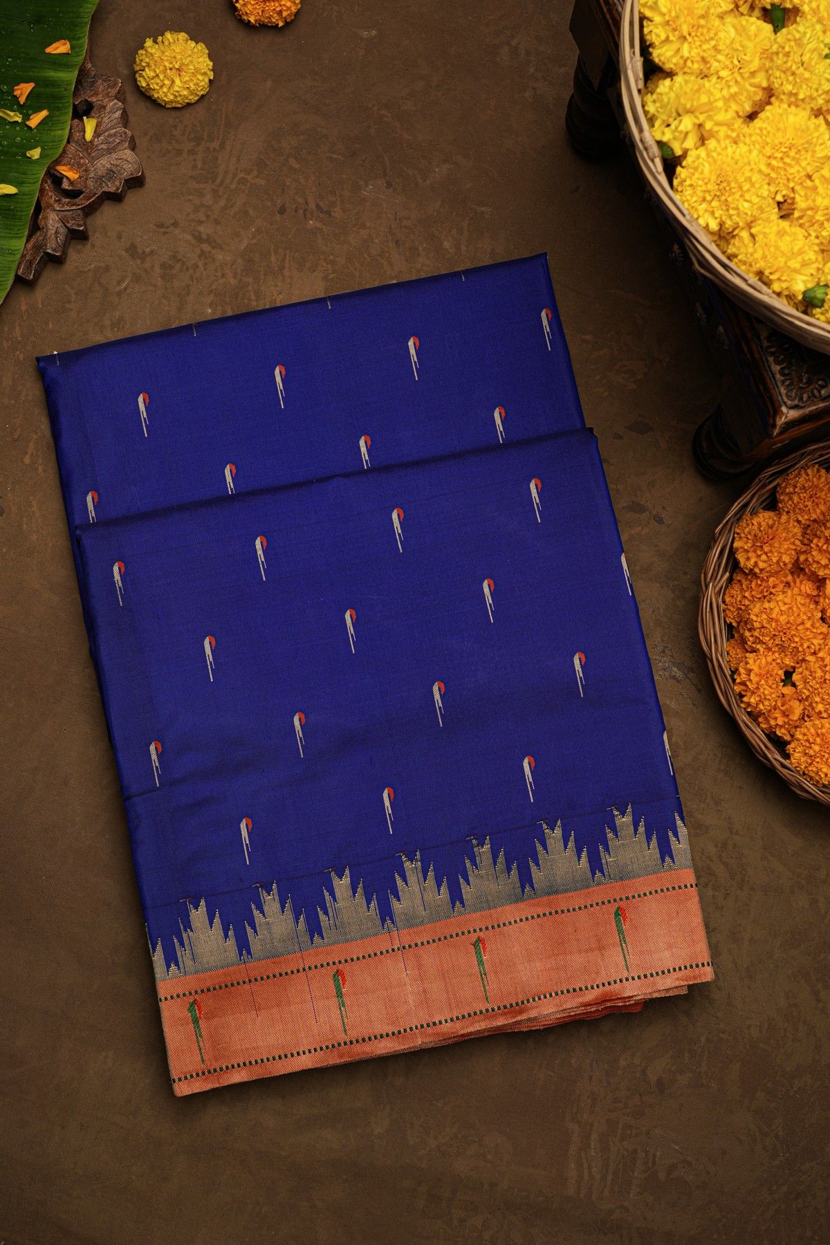 Paithani Silk Navy Blue Saree