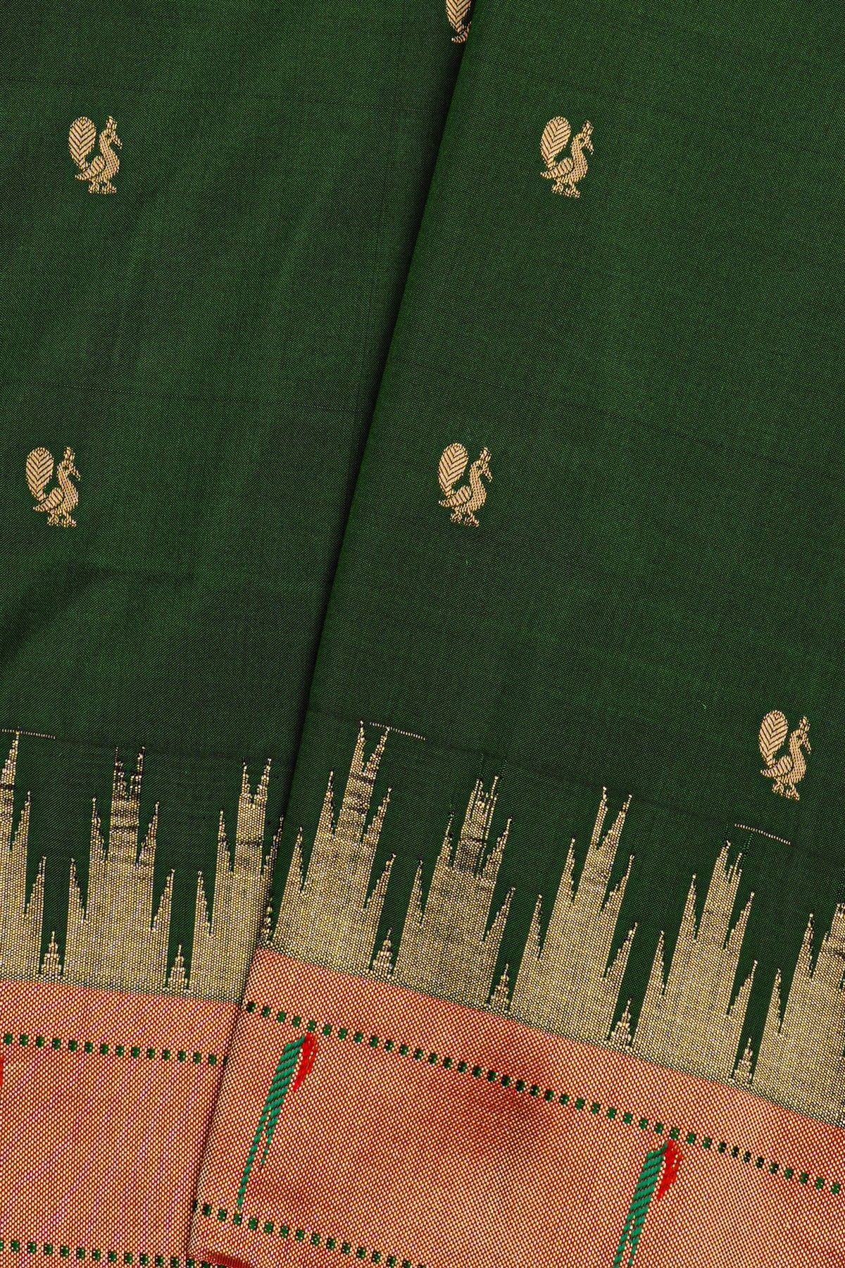 Paithani Silk Bottle Green Saree