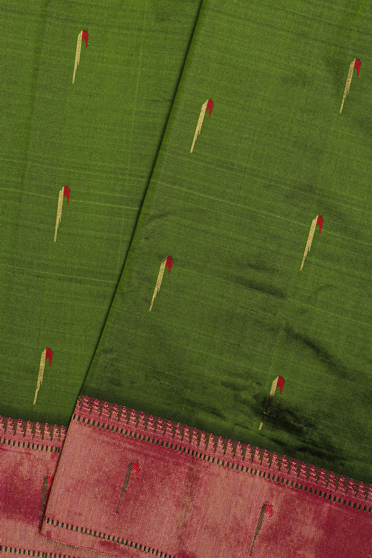 Paithani Silk Bottle Green Saree