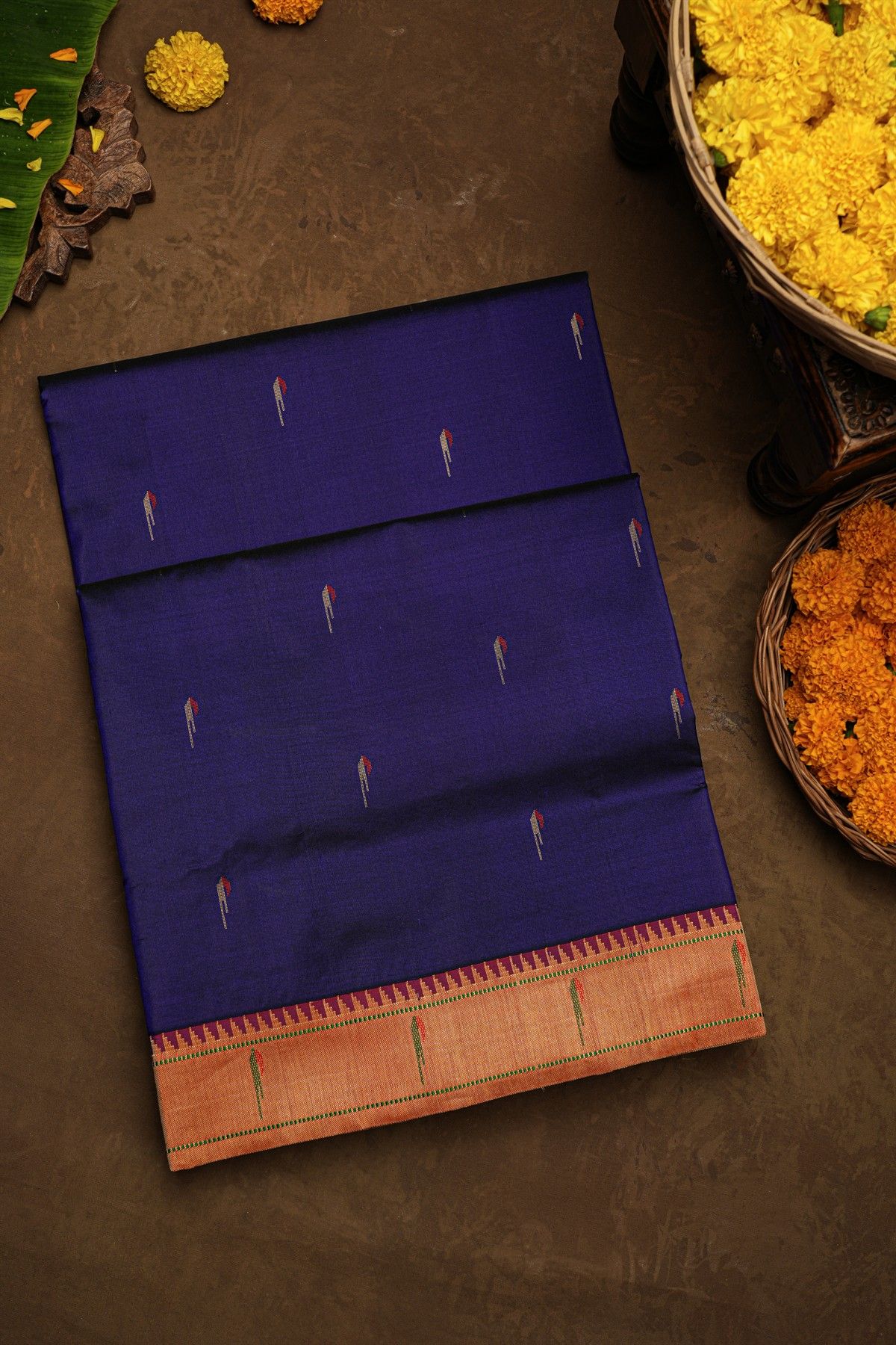 Paithani Silk Navy Blue Saree
