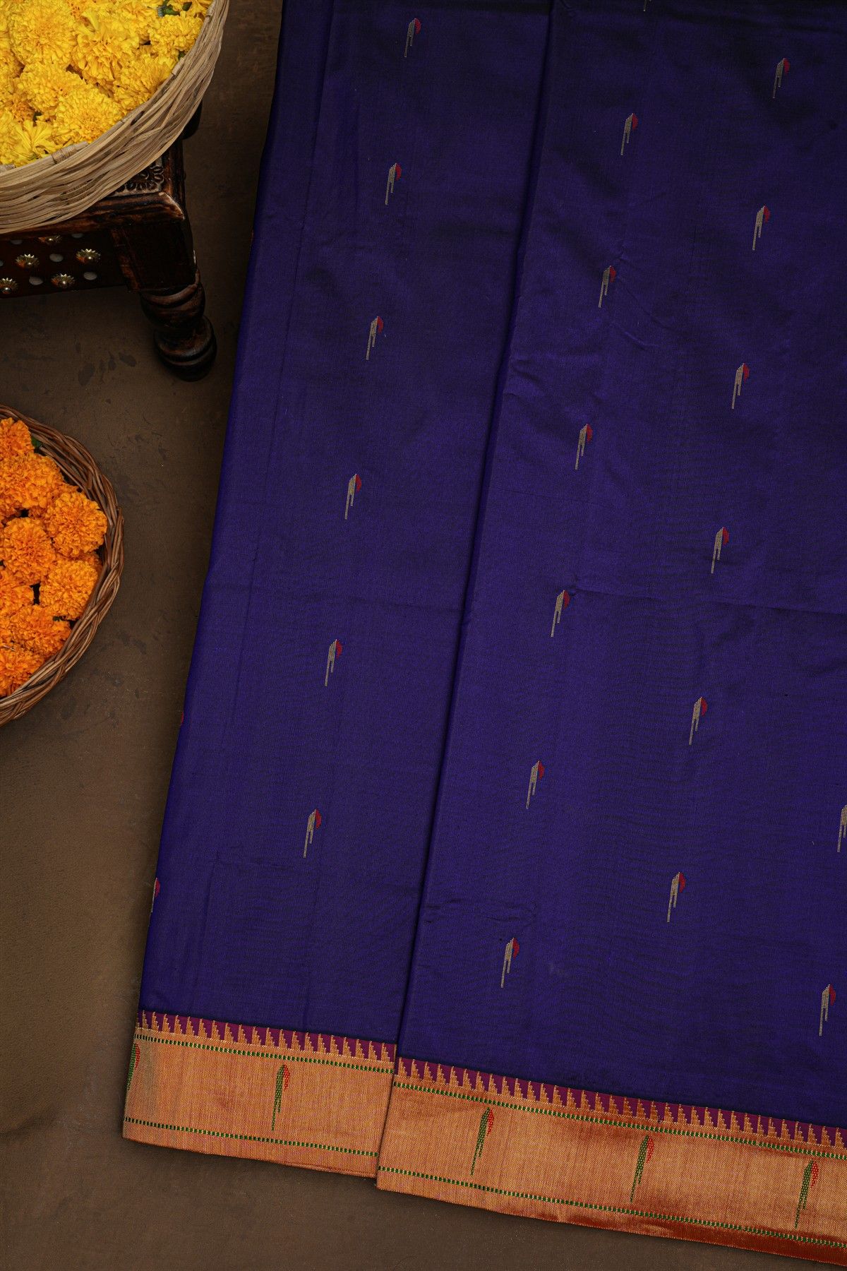 Paithani Silk Navy Blue Saree
