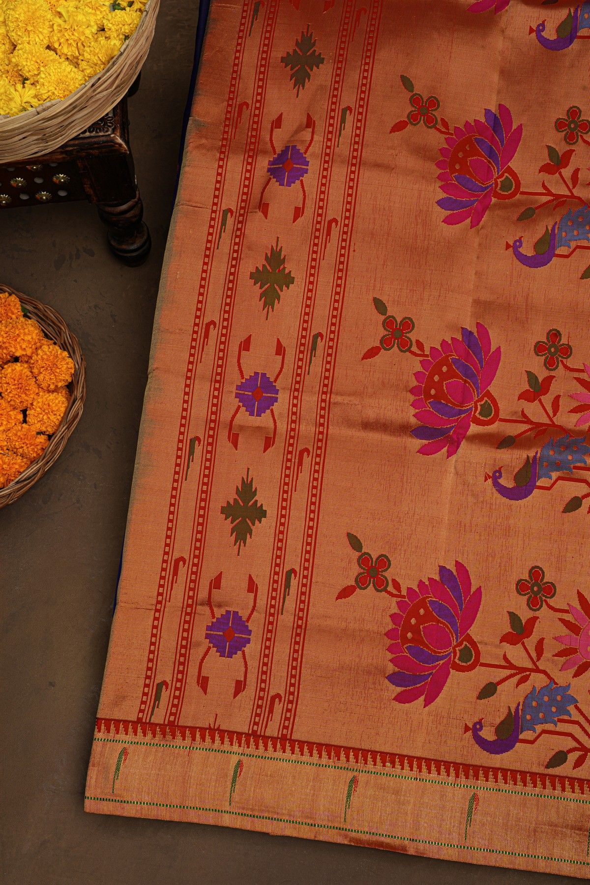Paithani Silk Navy Blue Saree
