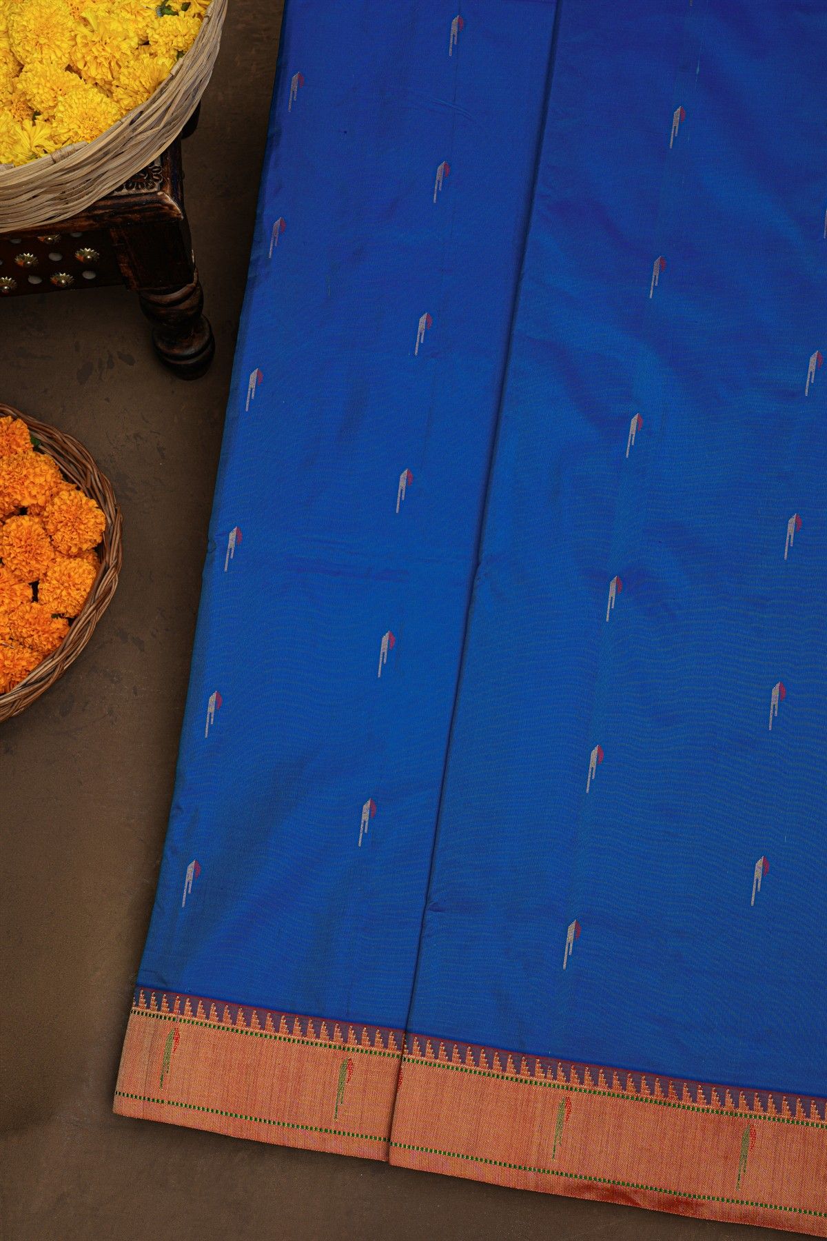 Paithani Silk Royal Blue Saree
