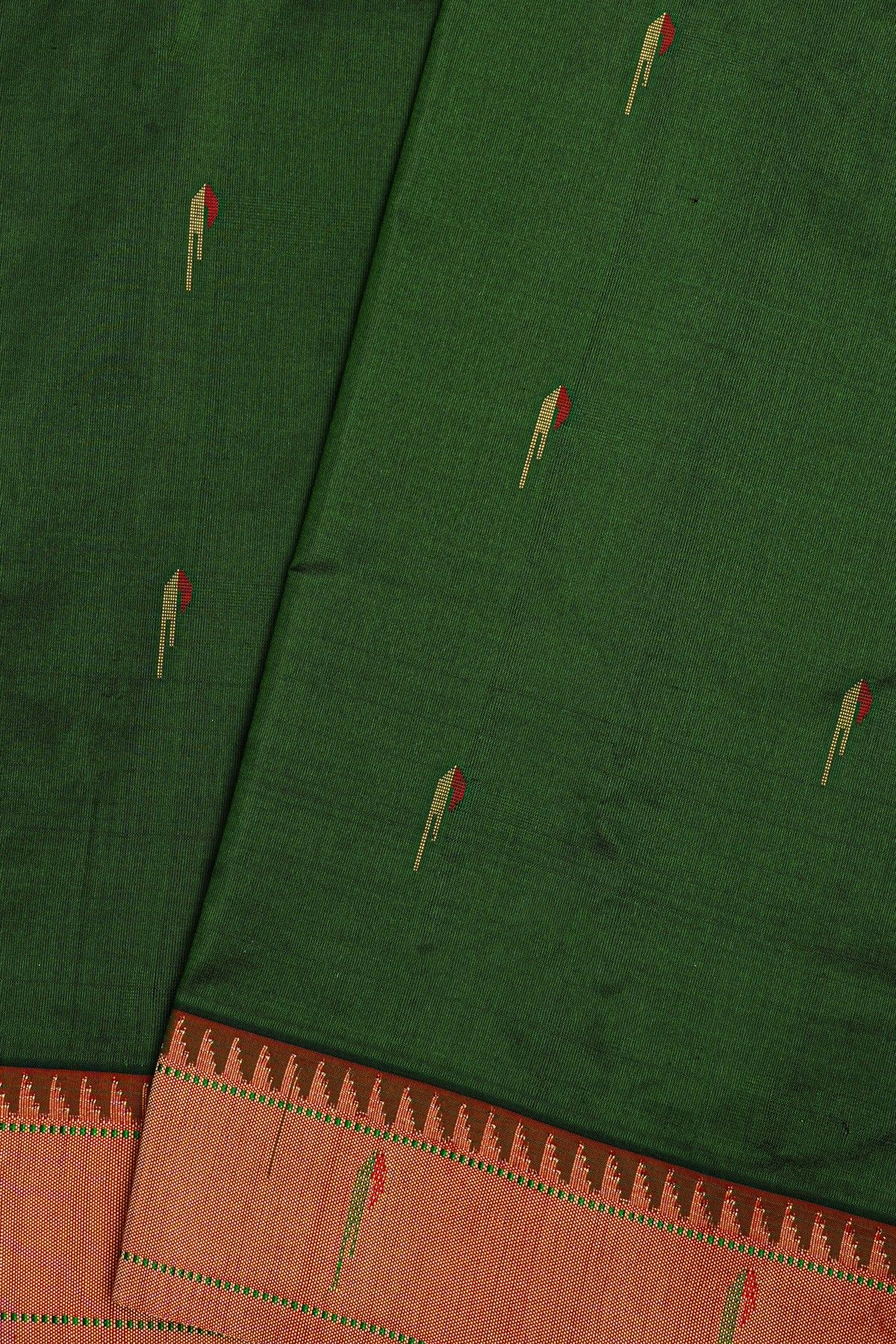 Paithani Silk Bottle Green Saree