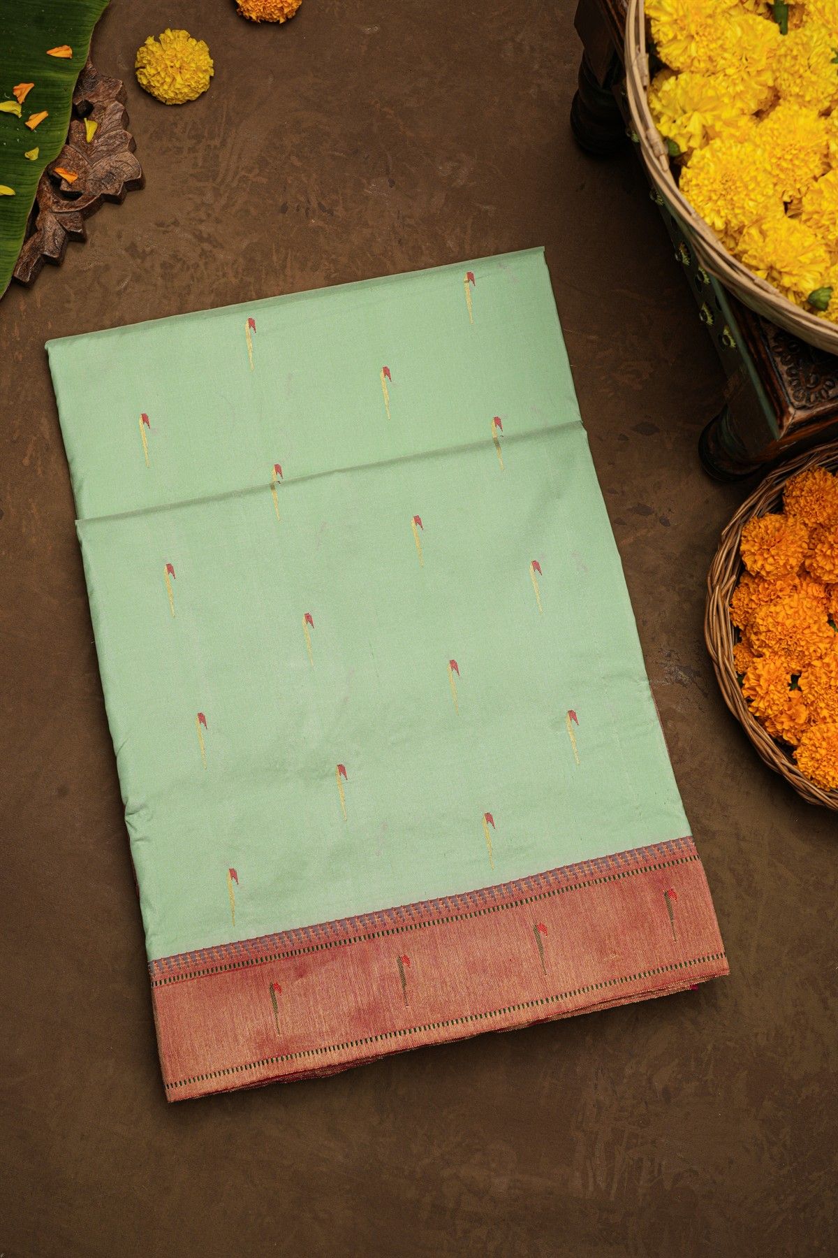 Paithani Silk Pista Green Saree