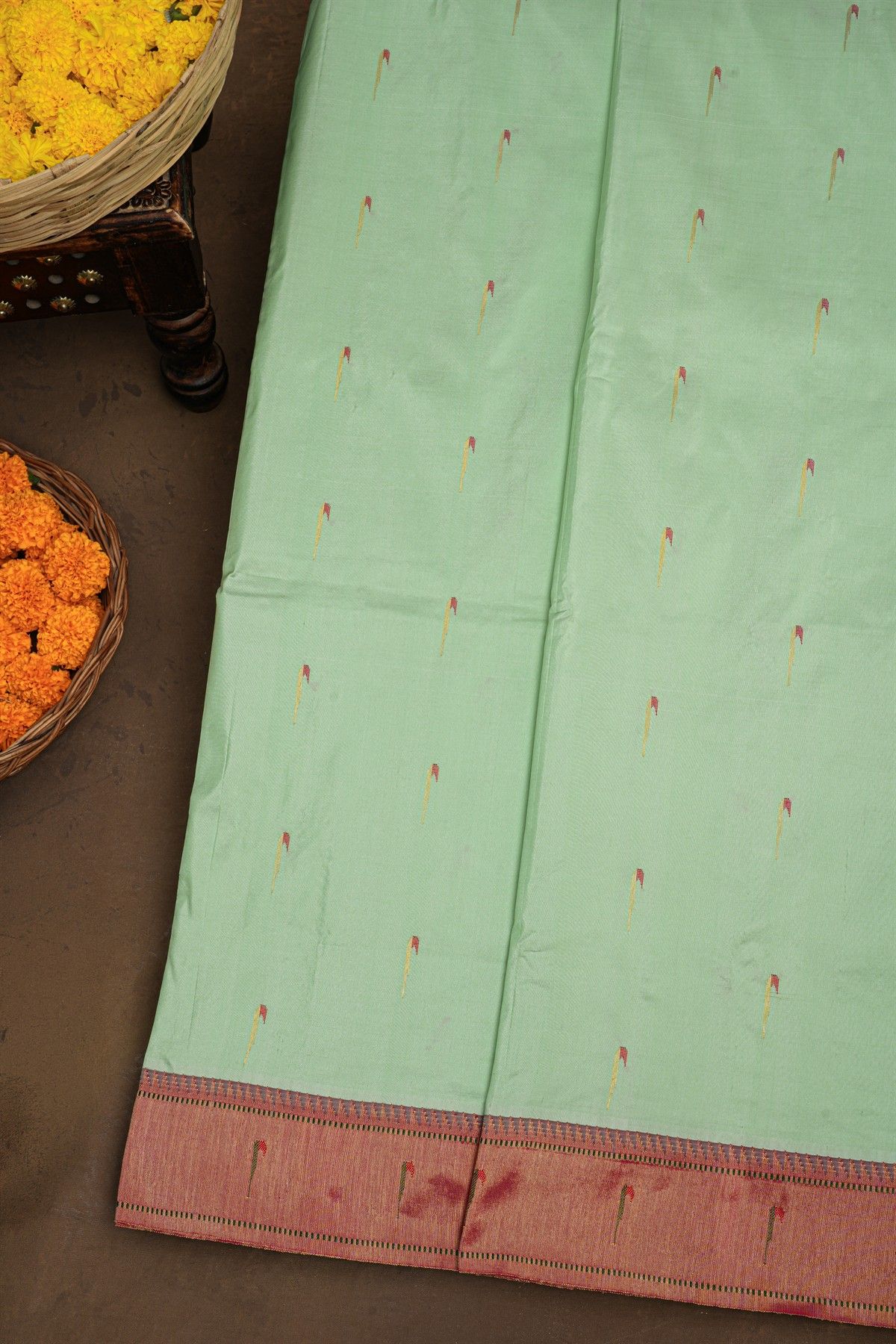 Paithani Silk Pista Green Saree