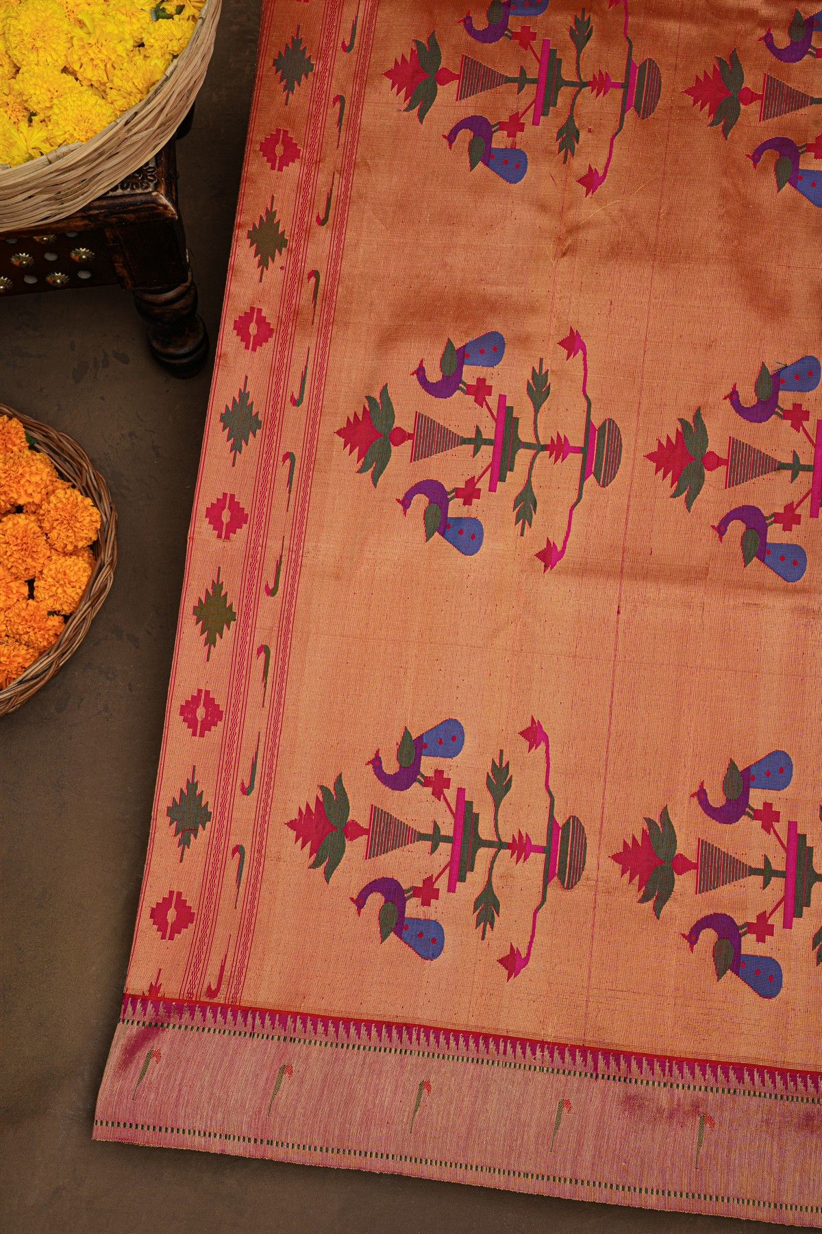 Paithani Silk Pista Green Saree