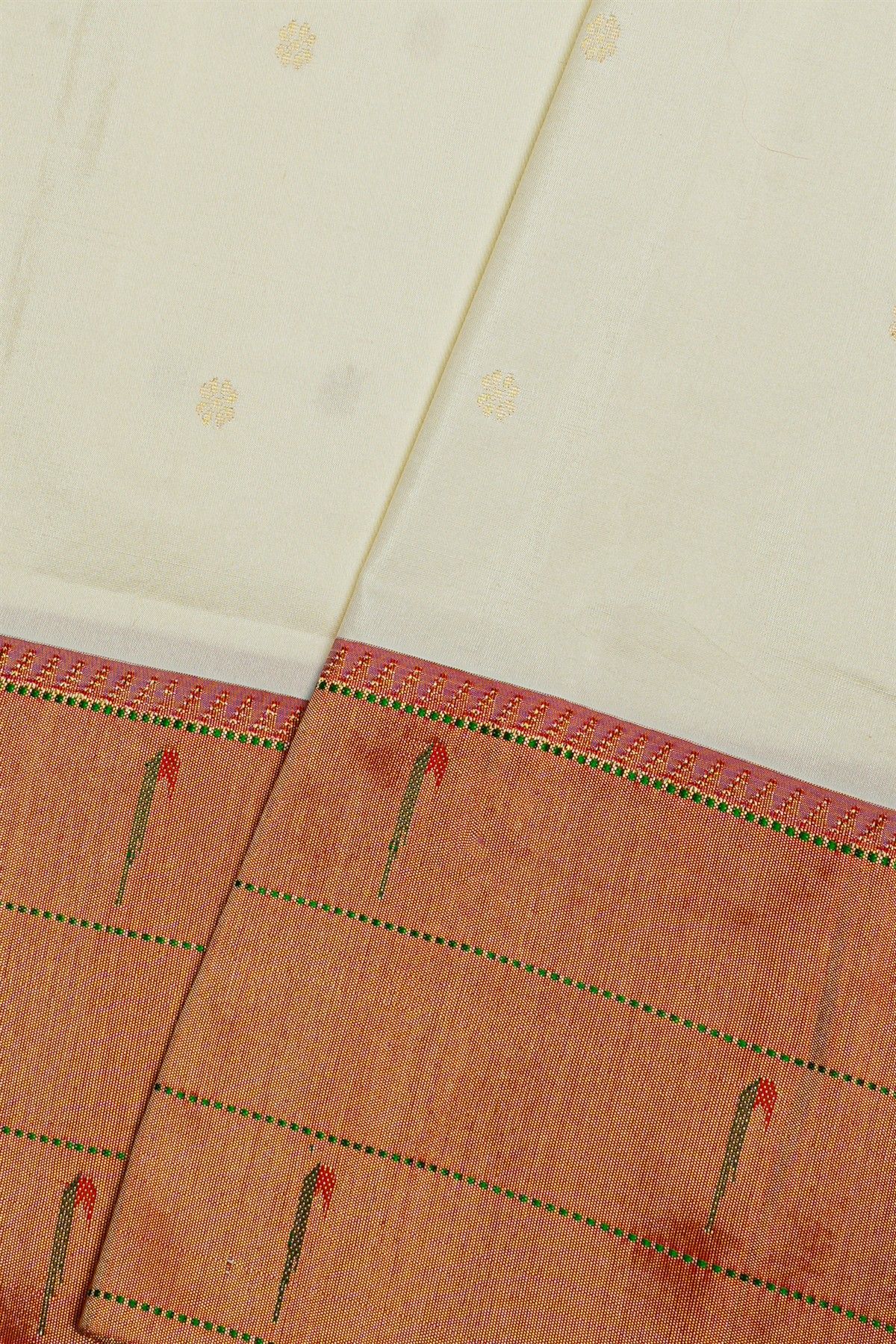 Paithani Silk Off White Saree