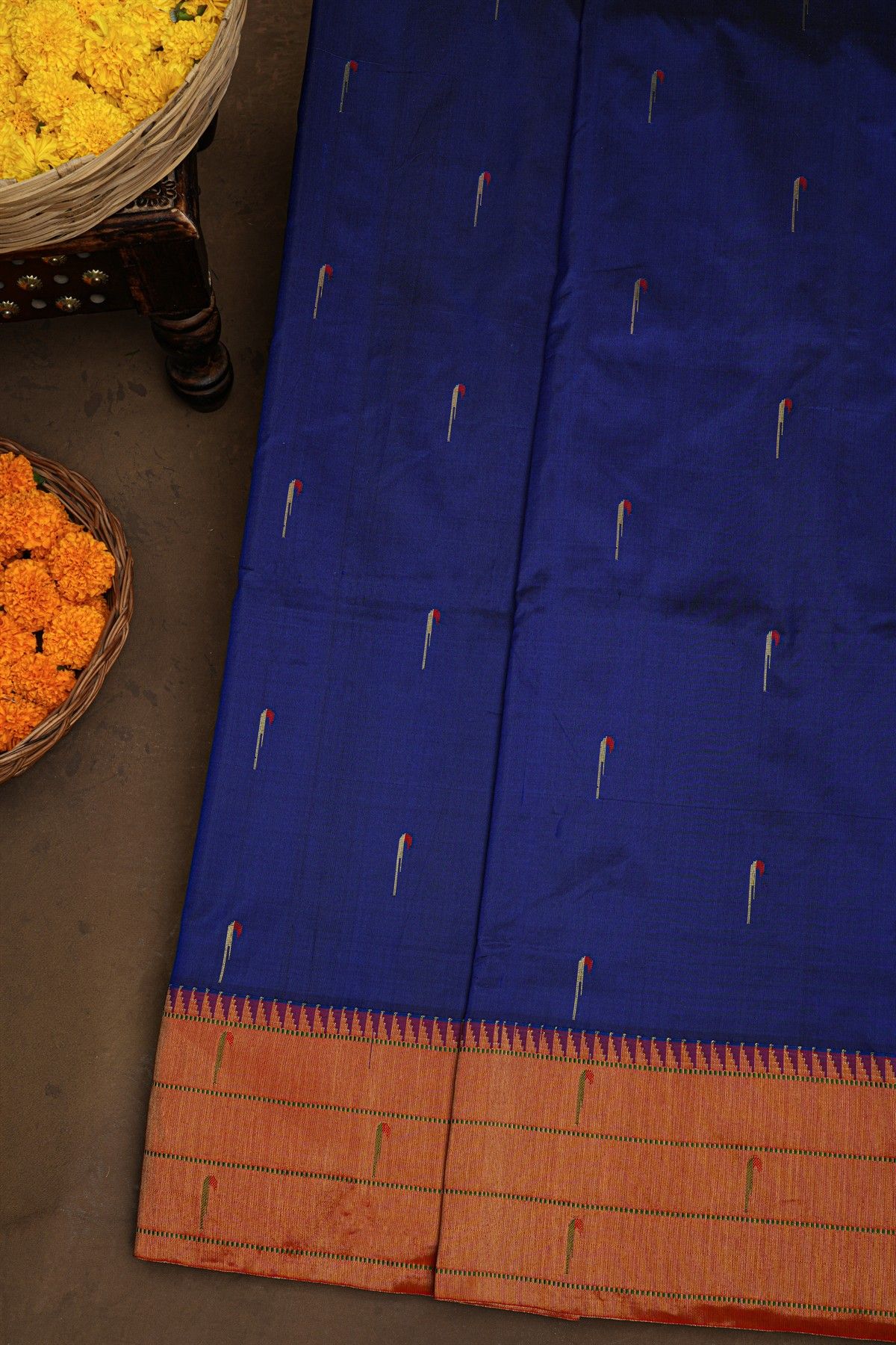 Paithani Silk Navy Blue Saree