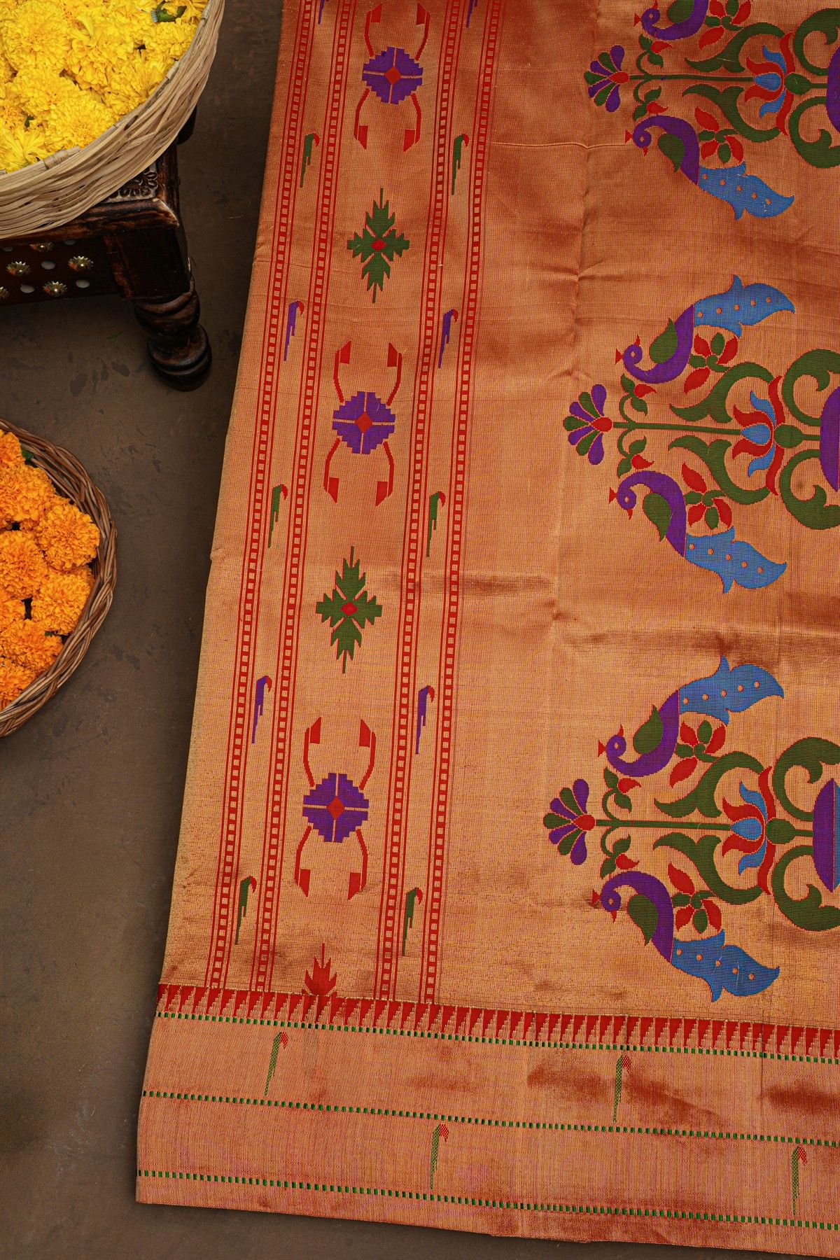 Paithani Silk Off White Saree