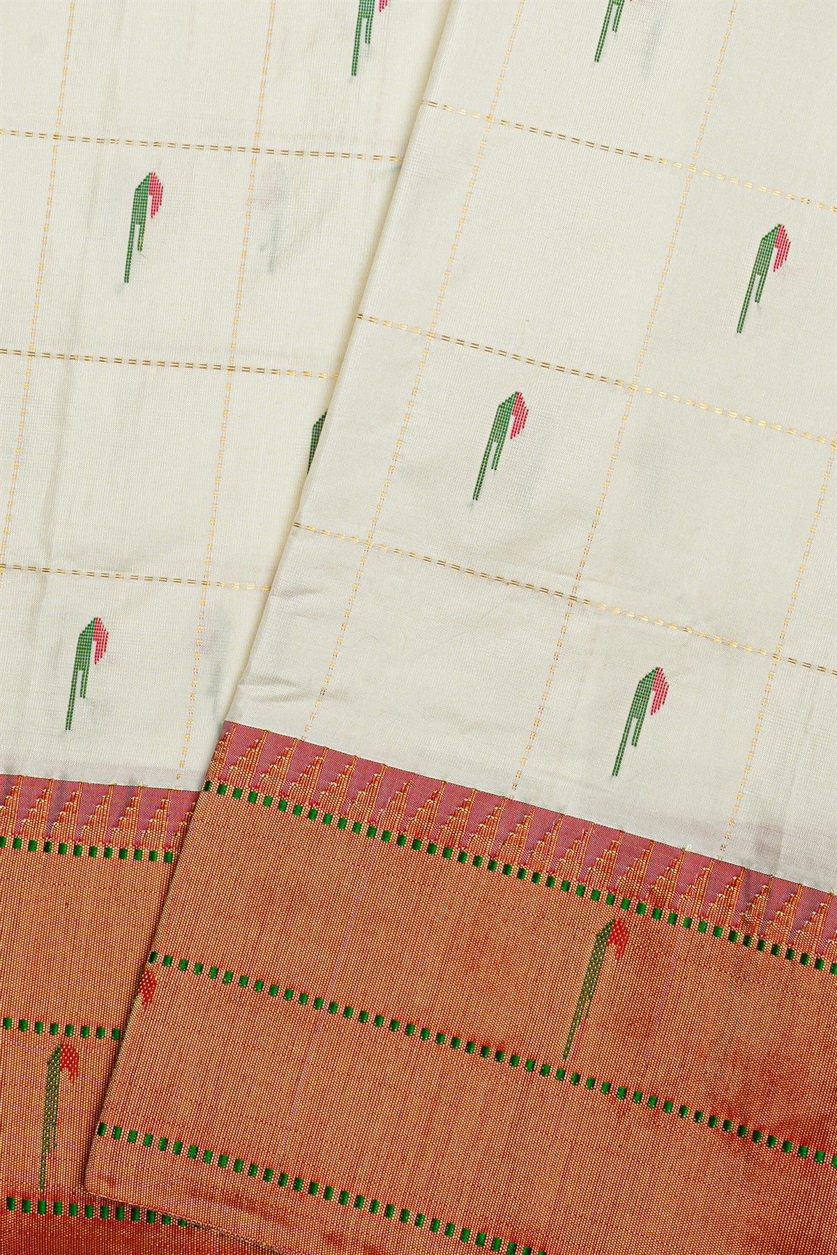 Paithani Silk Off White Saree